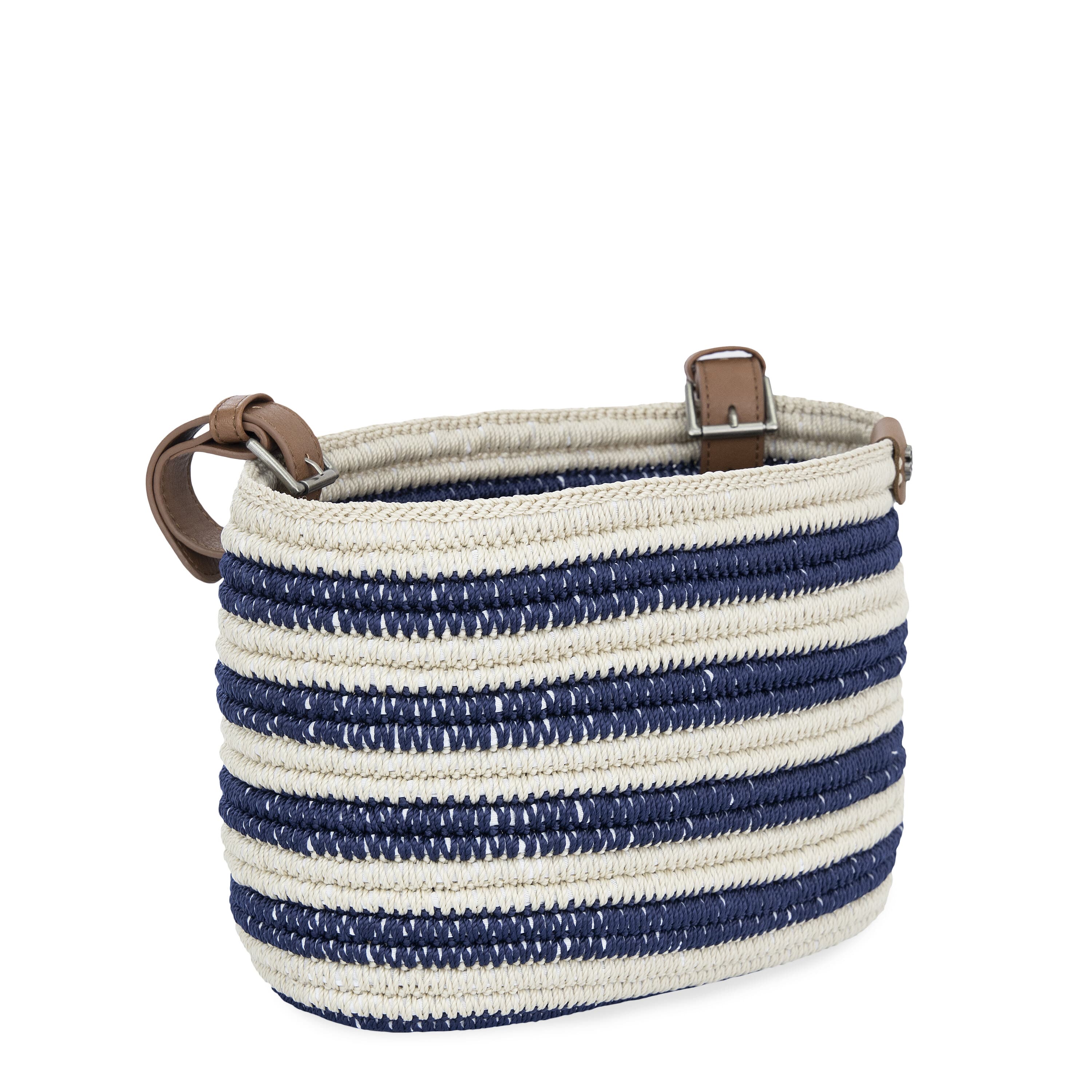 The Sak Bike Basket - Hand Crochet - Denim Stripe