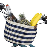 The Sak Bike Basket - Hand Crochet - Denim Stripe