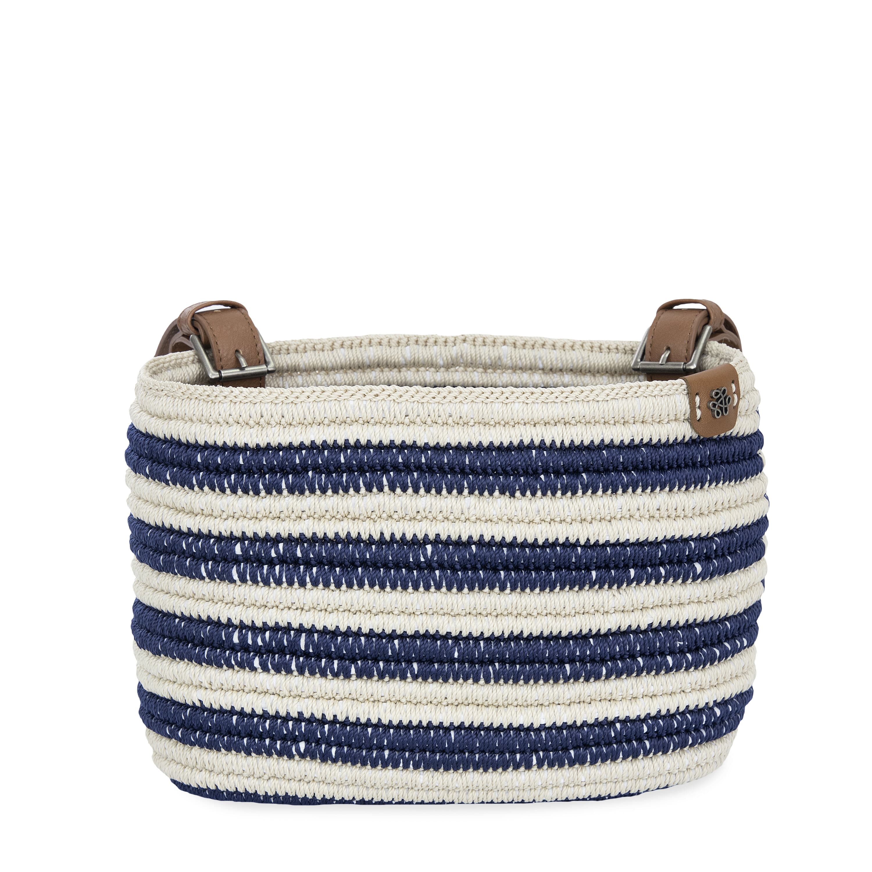 The Sak Bike Basket - Hand Crochet - Denim Stripe