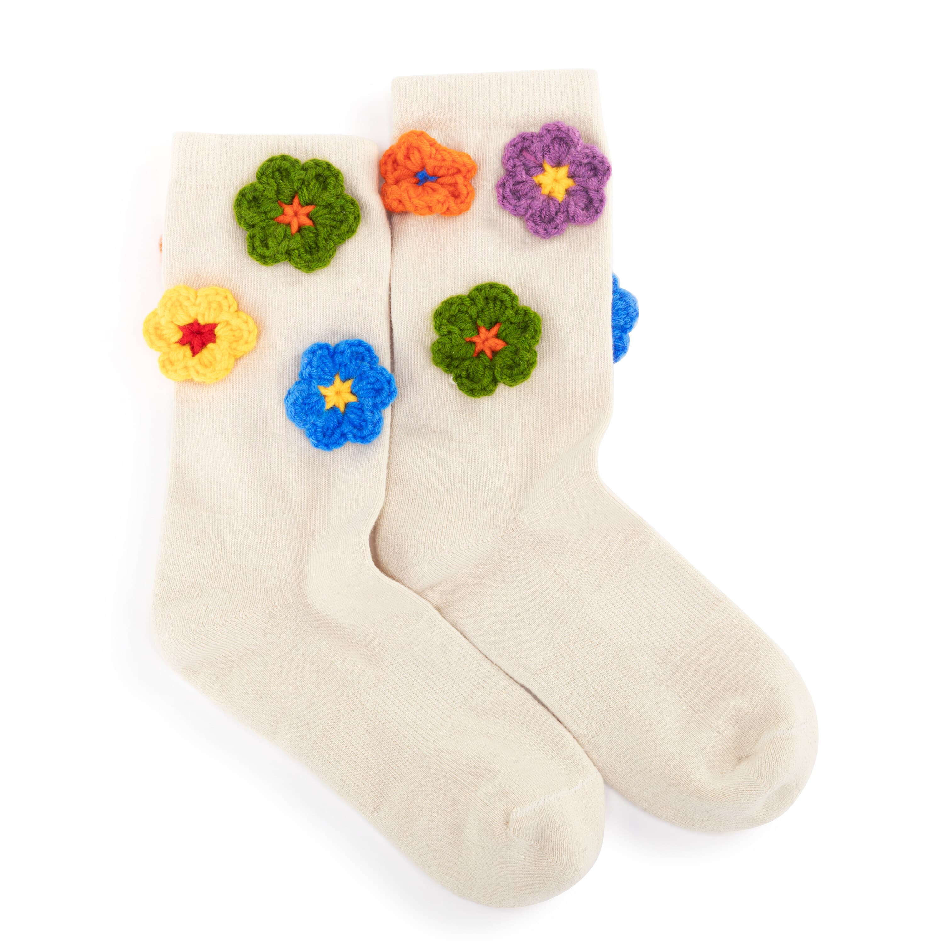 The Sak Haven Trouser Socks - Cotton - Ecru Flowers