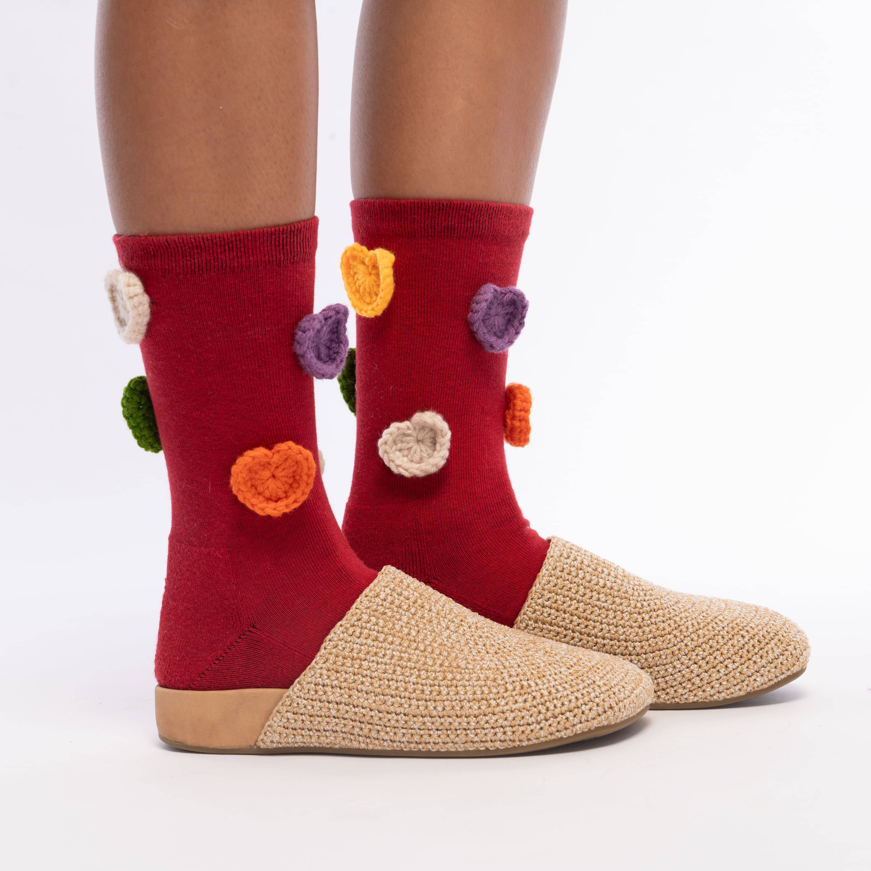 The Sak Haven Trouser Socks - Cotton - Red Hearts