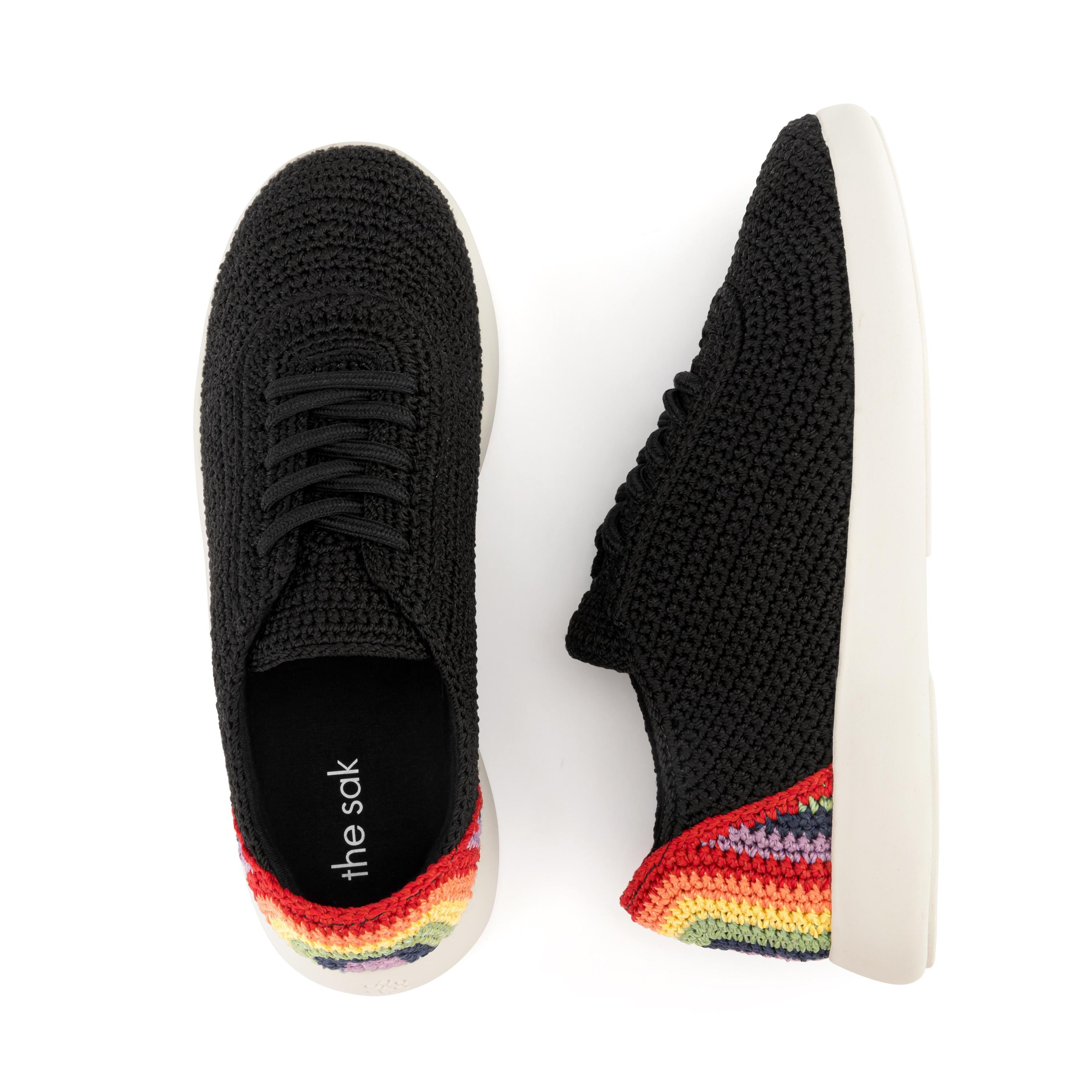 The Sak Asha Sneaker - Hand Crochet - Black Rainbow
