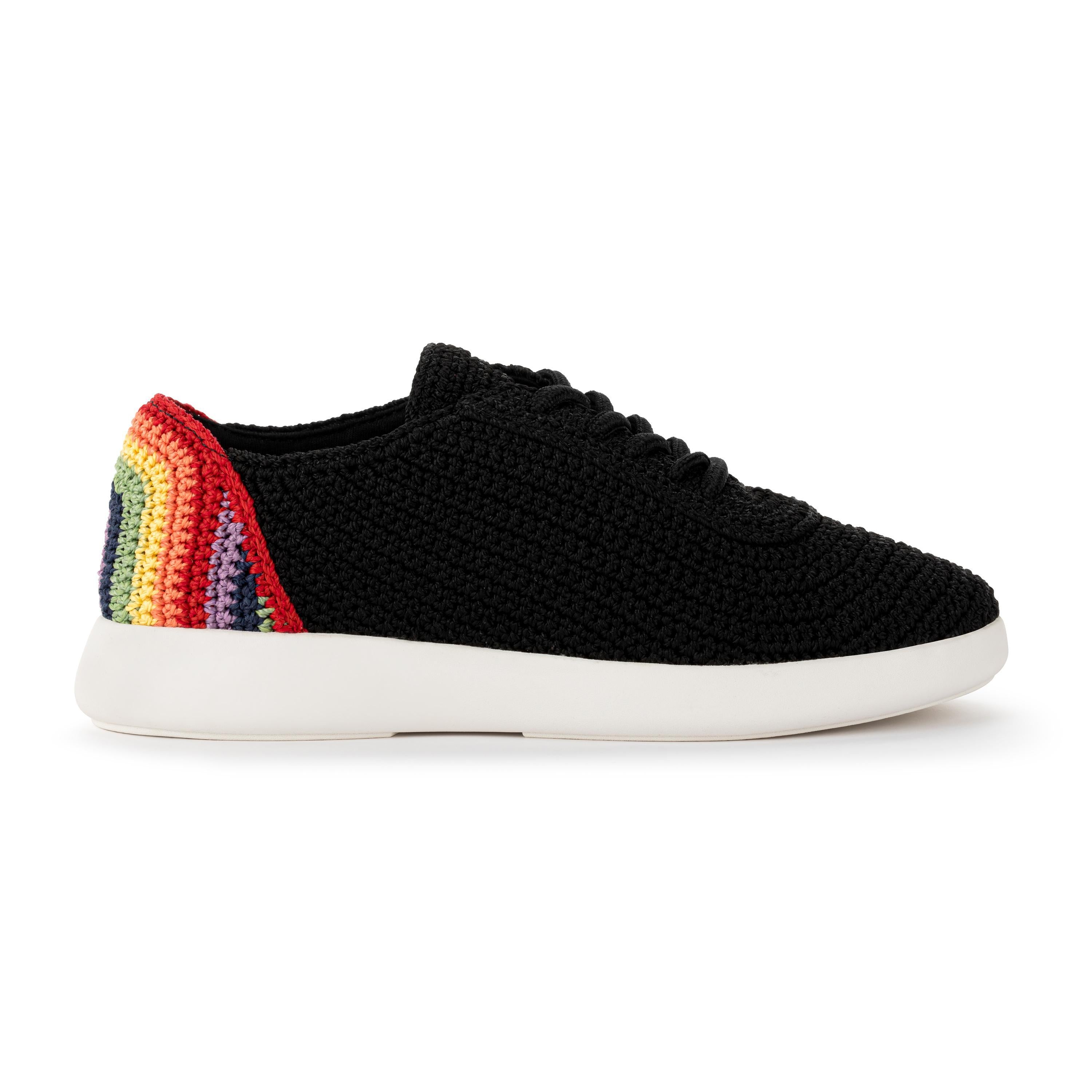The Sak Asha Sneaker - Hand Crochet - Black Rainbow