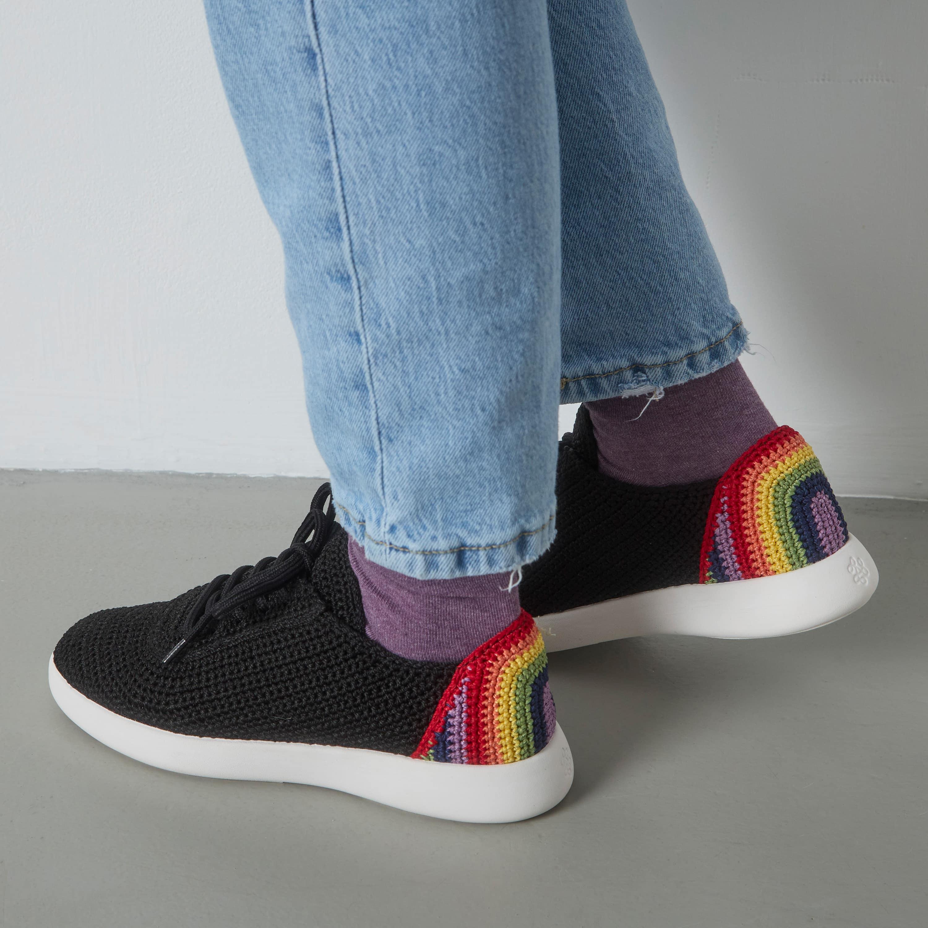 The Sak Asha Sneaker - Hand Crochet - Black Rainbow