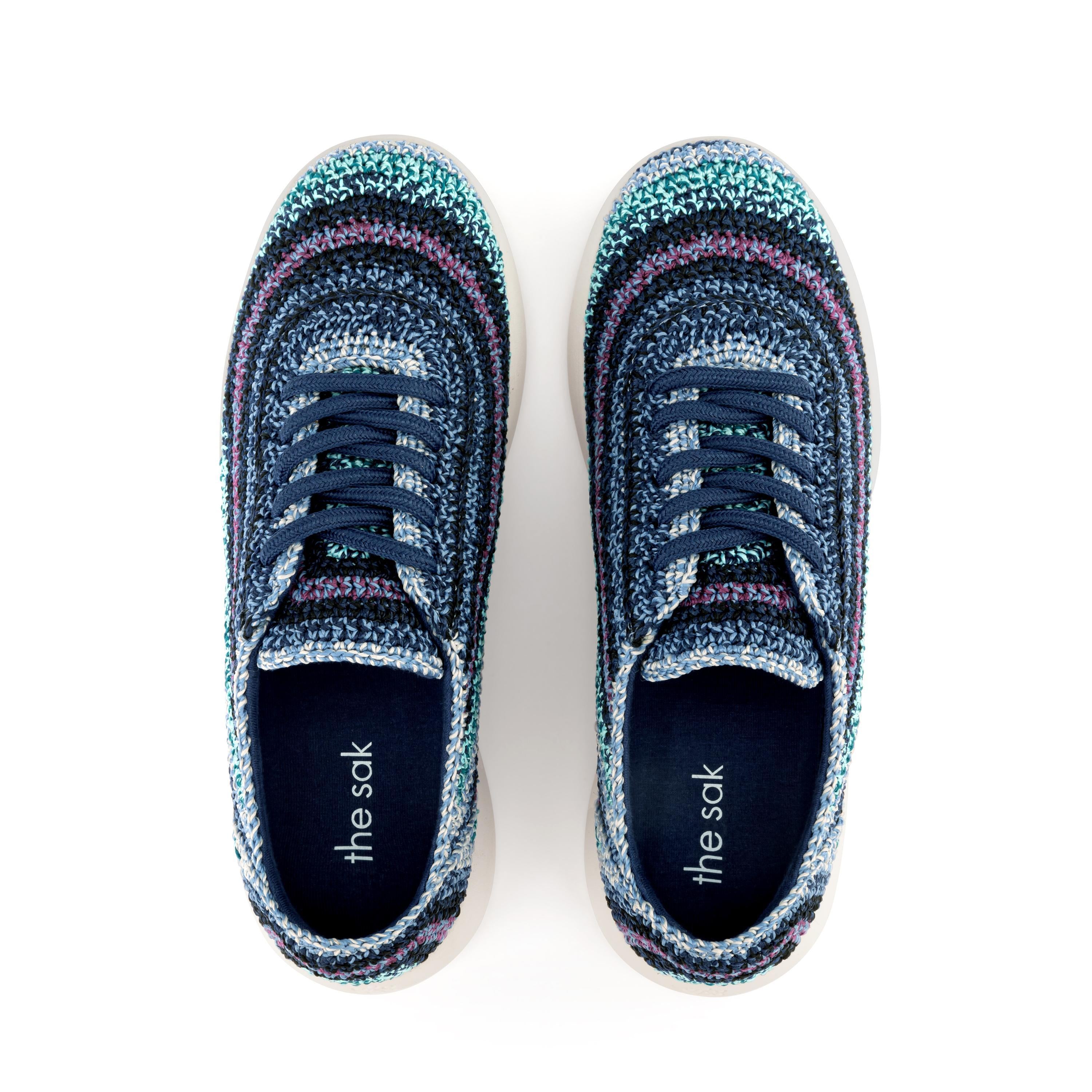 The Sak Asha Sneaker - Hand Crochet - Lapis Stripe