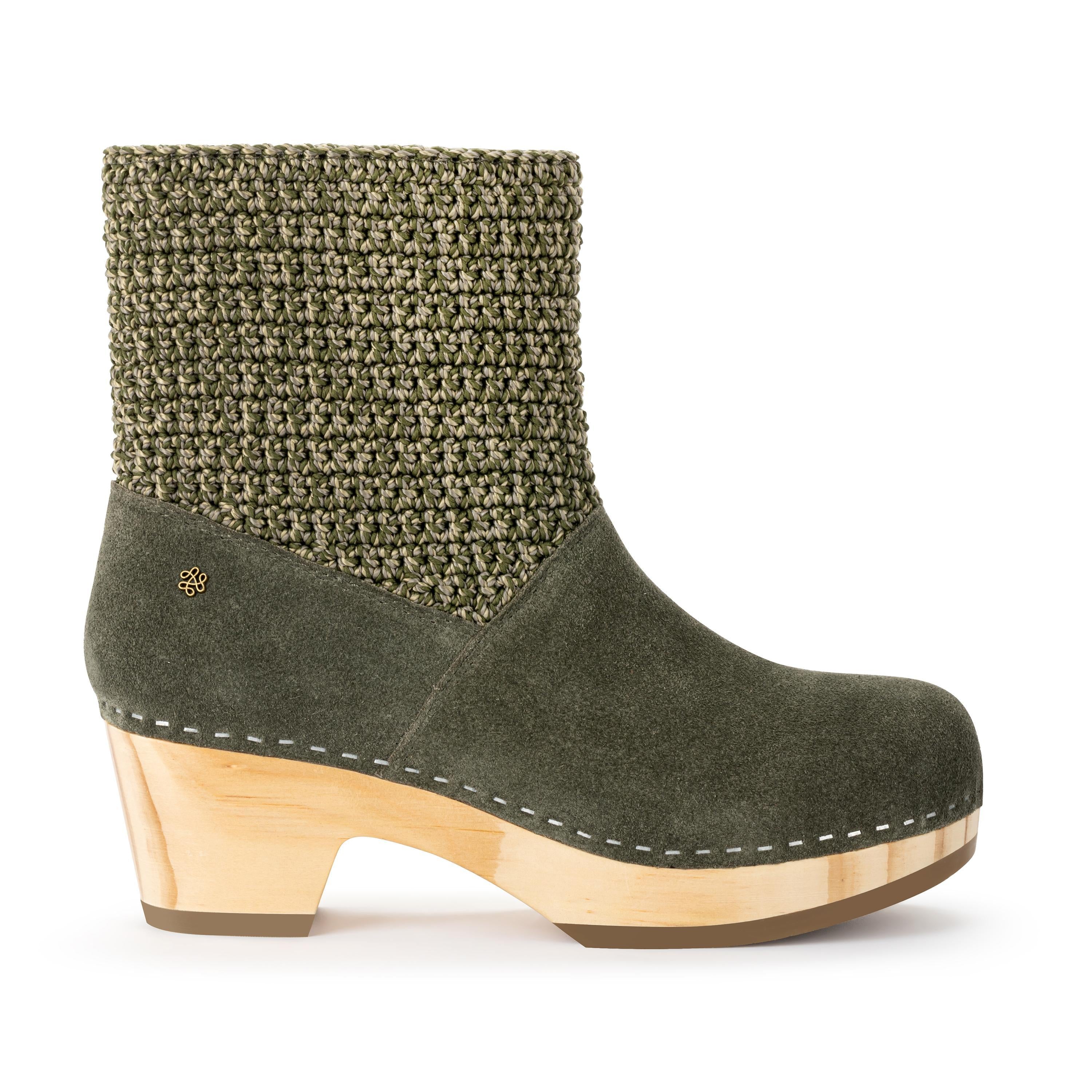 The Sak Paloma Clog Boot - Leather - Moss Suede