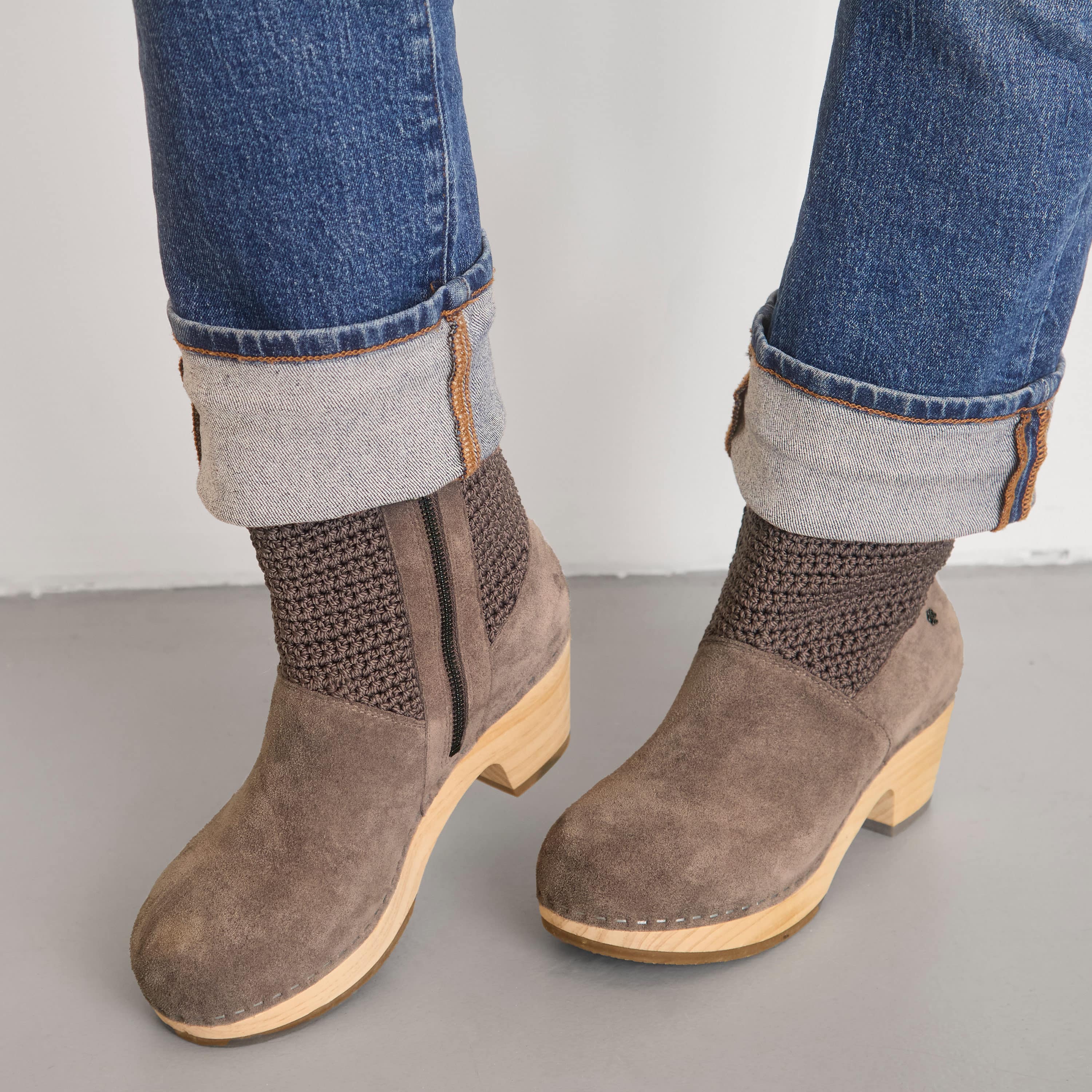 The Sak Paloma Clog Boot - Leather - Mushroom Suede