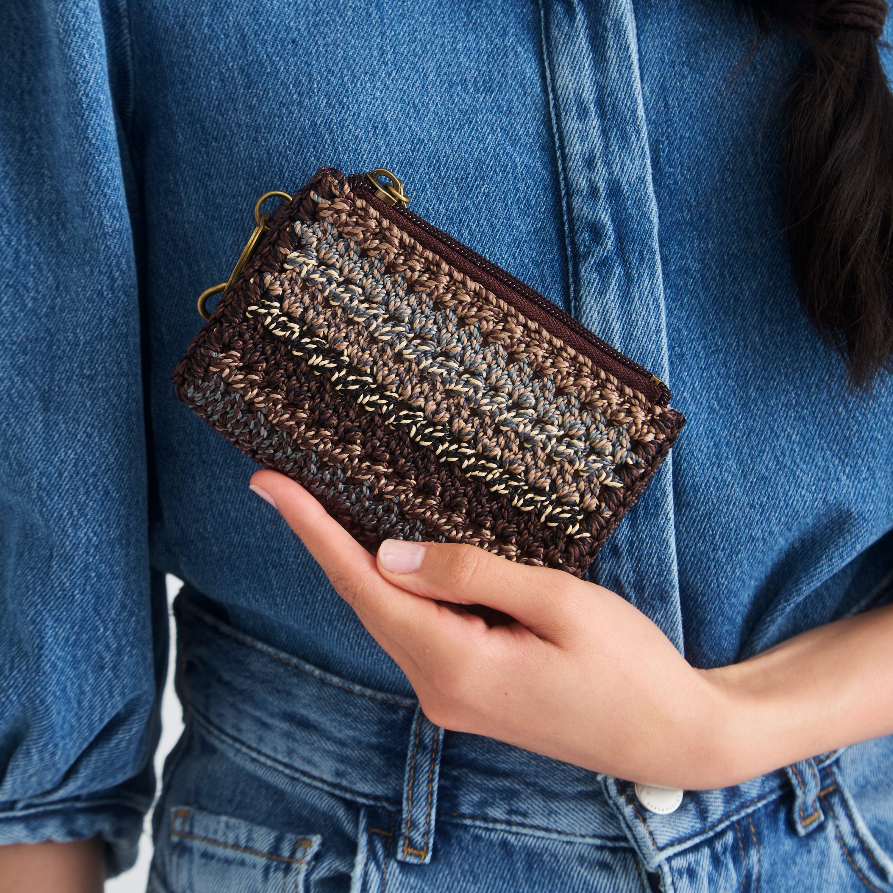 The Sak Encino Essential Wallet - Hand Crochet - Aspen Stripe