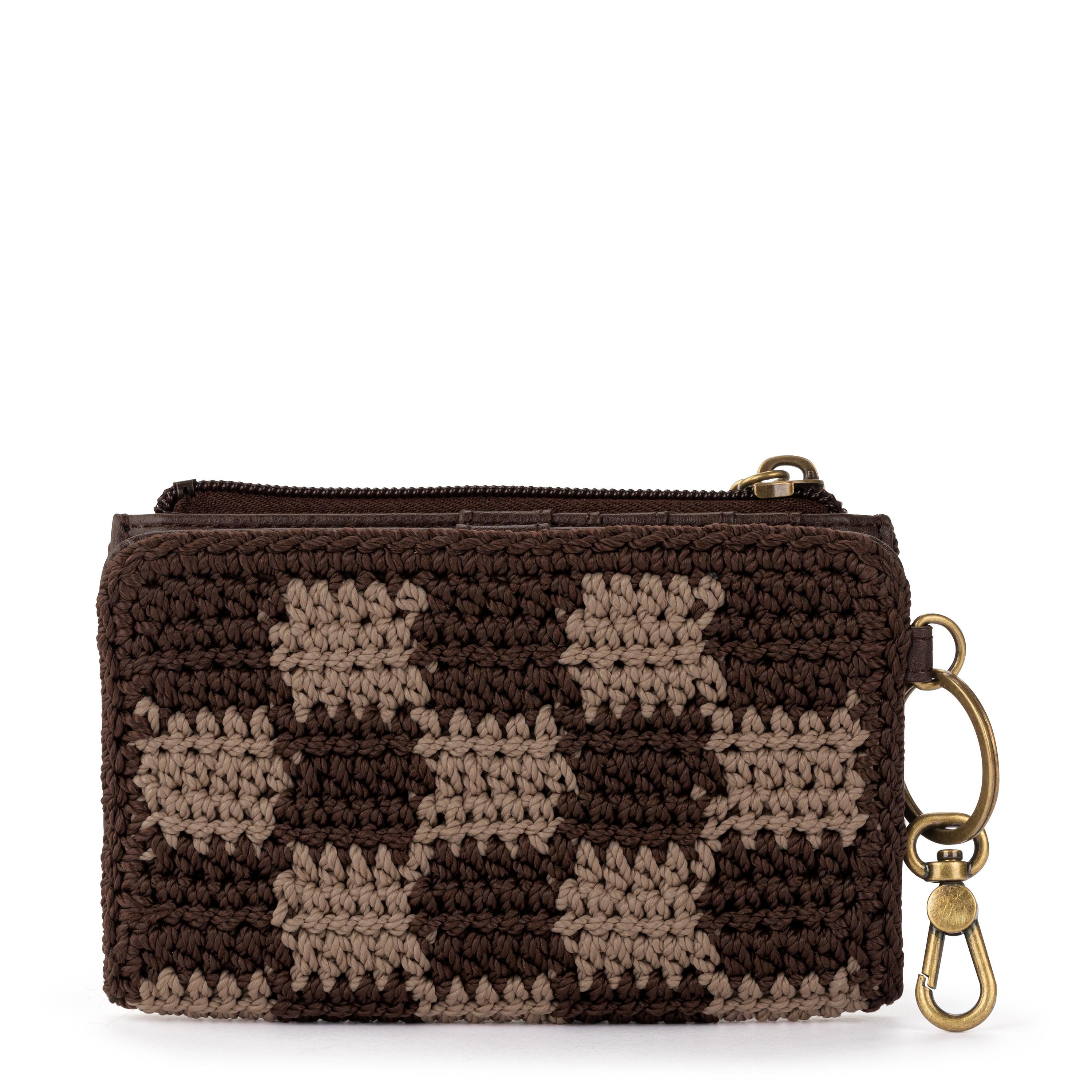 The Sak Encino Essential Wallet - Hand Crochet - Brown Check