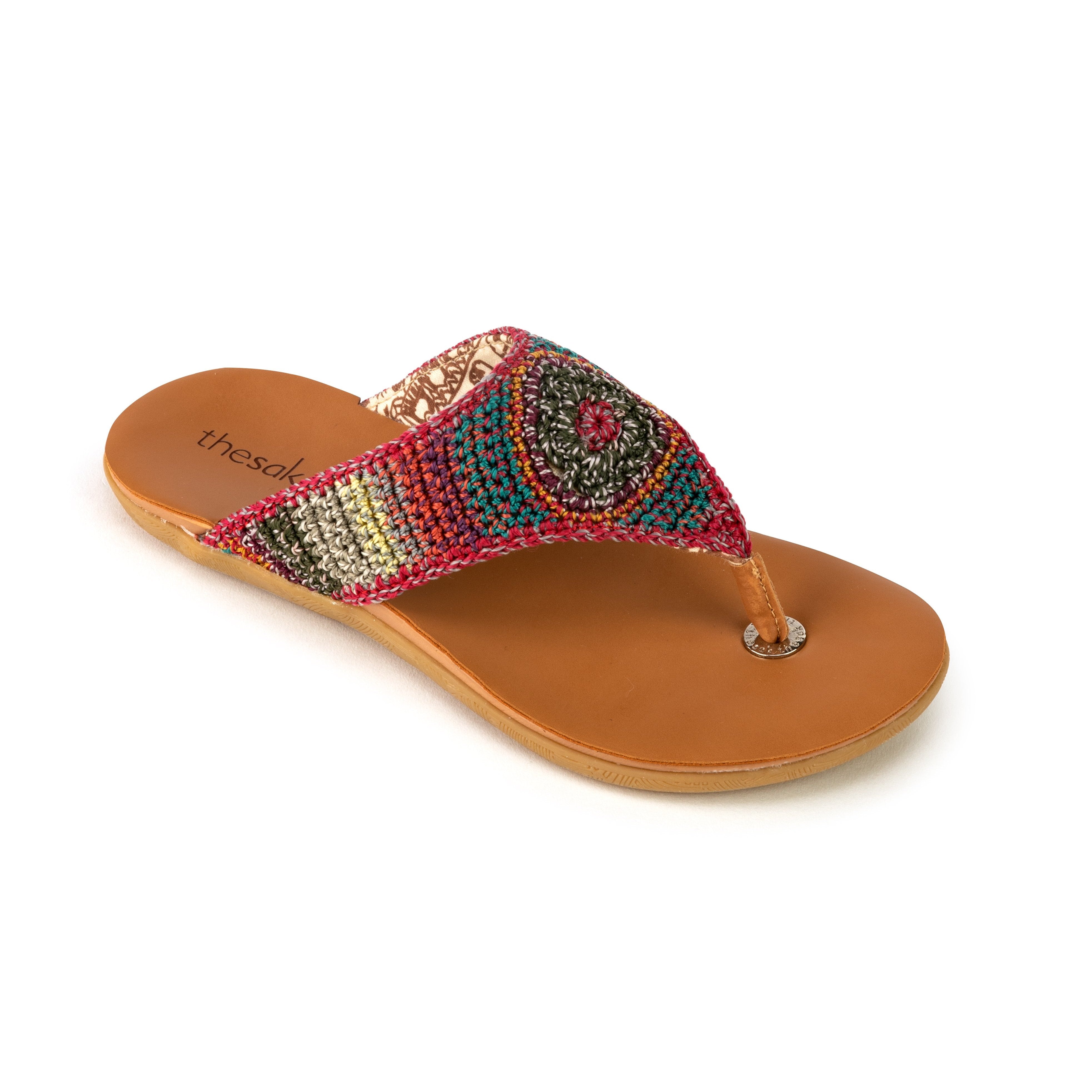 The Sak Shana Sandal - Hand Crochet - Sunset Stripe Batik Lining