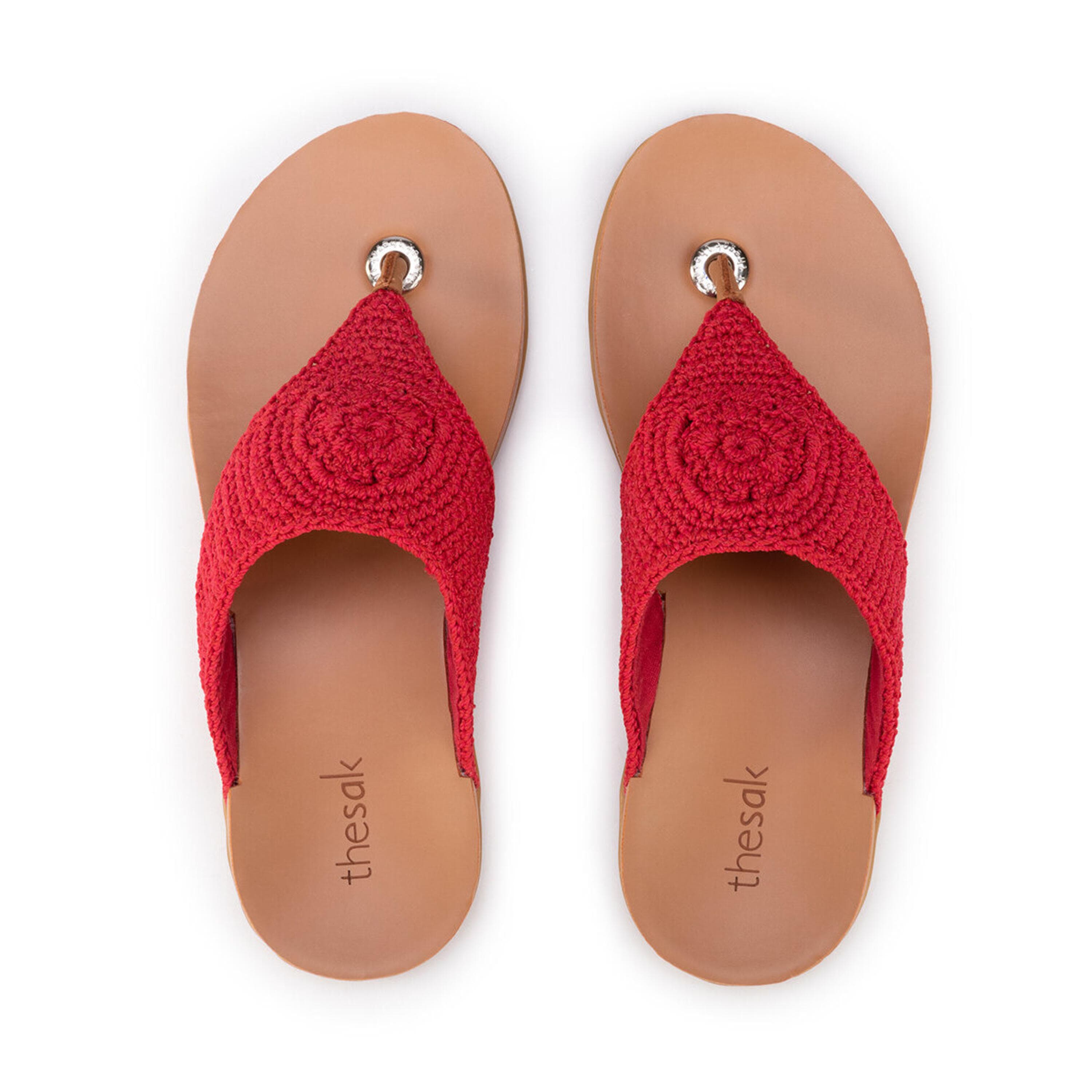The Sak Shana Sandal - Hand Crochet - Rocket Red