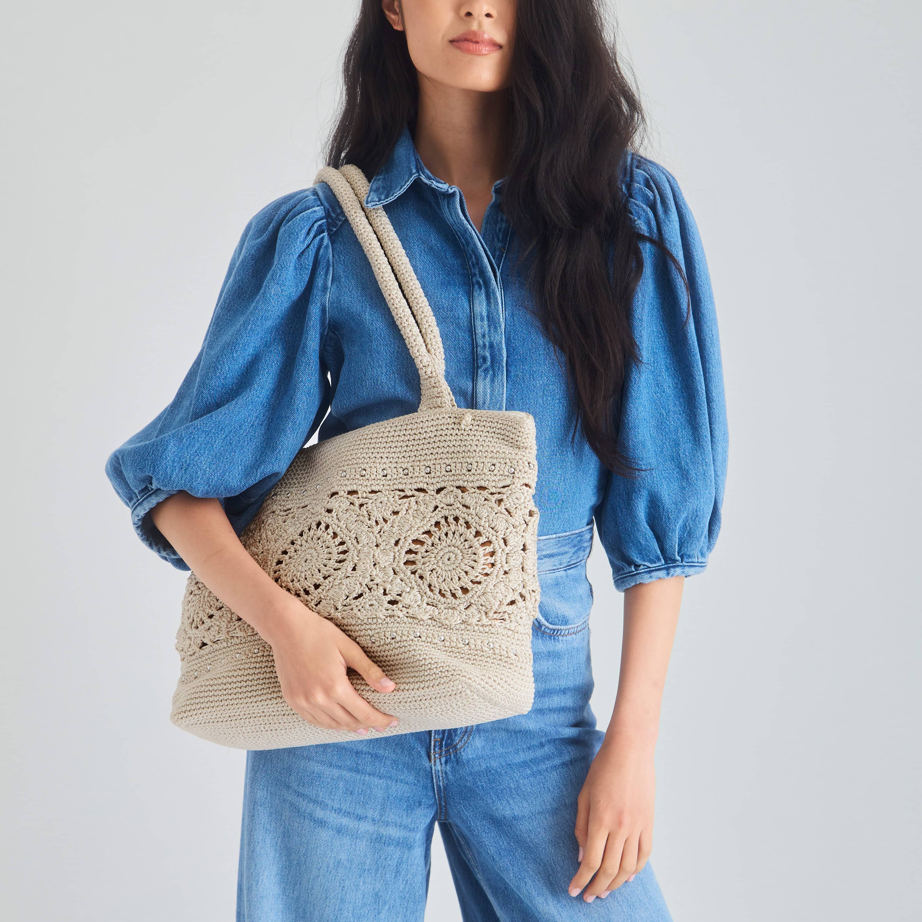 The Sak Crafted Classic Carryall - Hand Crochet - Natural Medallion
