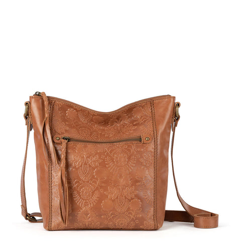 The Sak Ashland Crossbody - Leather - Tobacco Floral Embossed