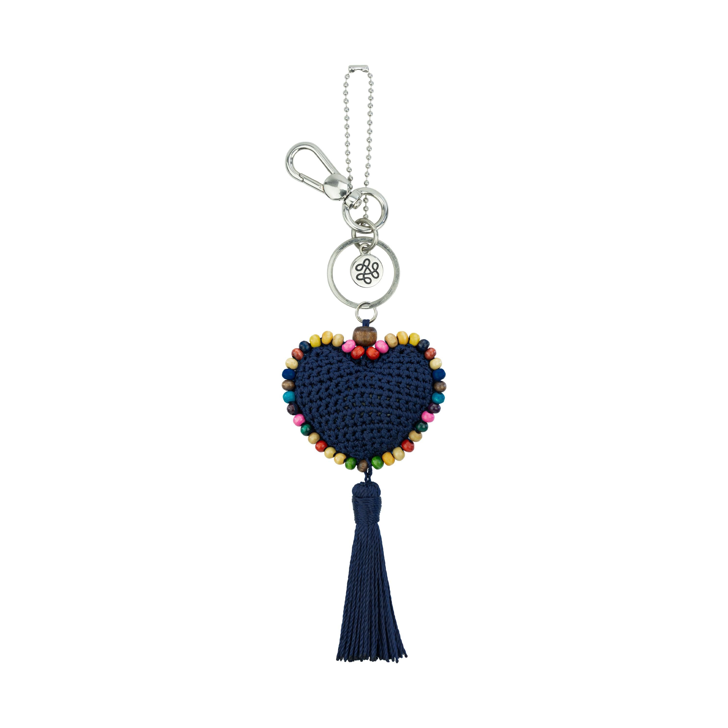 The Sak Yarnicharmz Dangle - Hand Crochet - Denim Heart