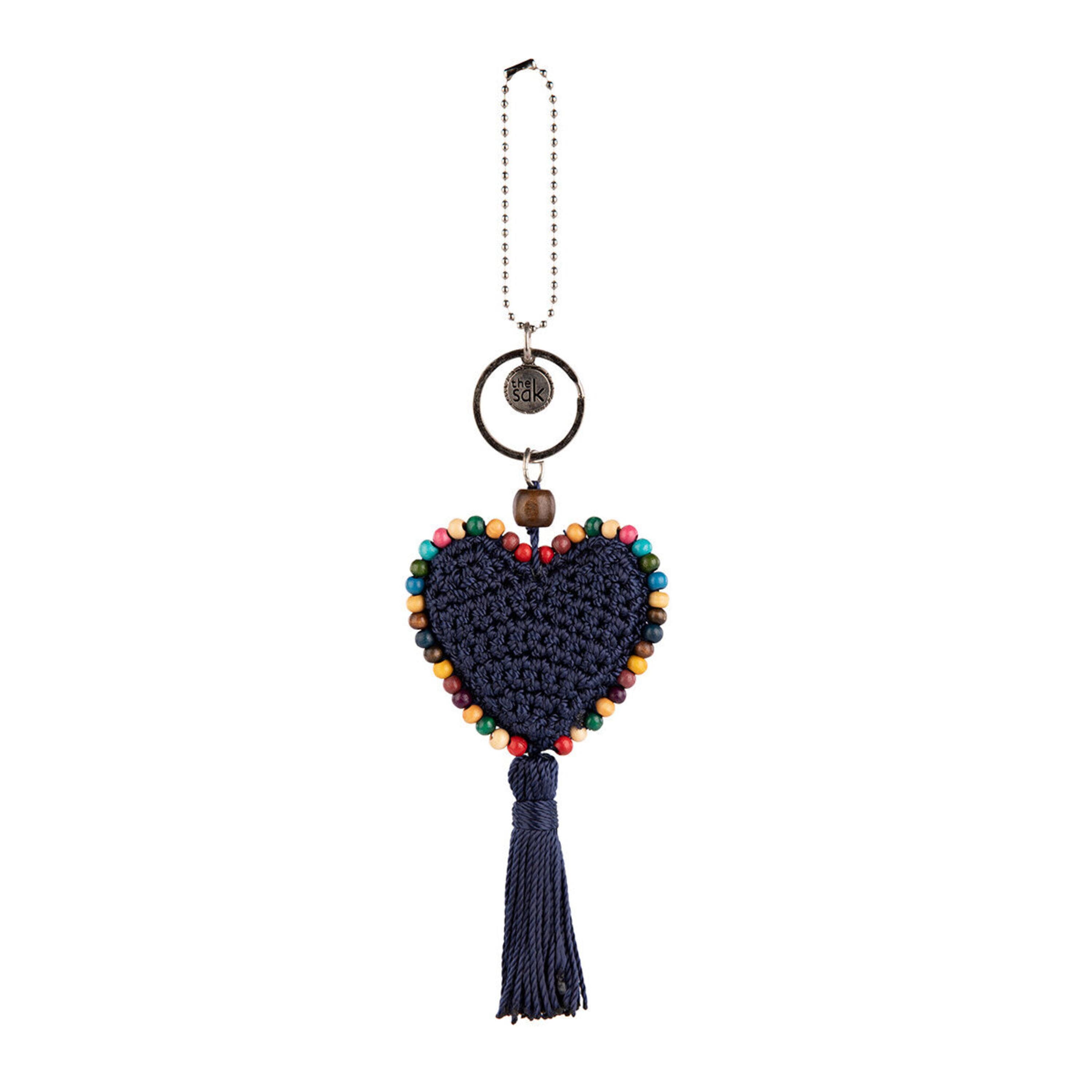 The Sak Yarnicharmz Dangle - Hand Crochet - Denim Heart