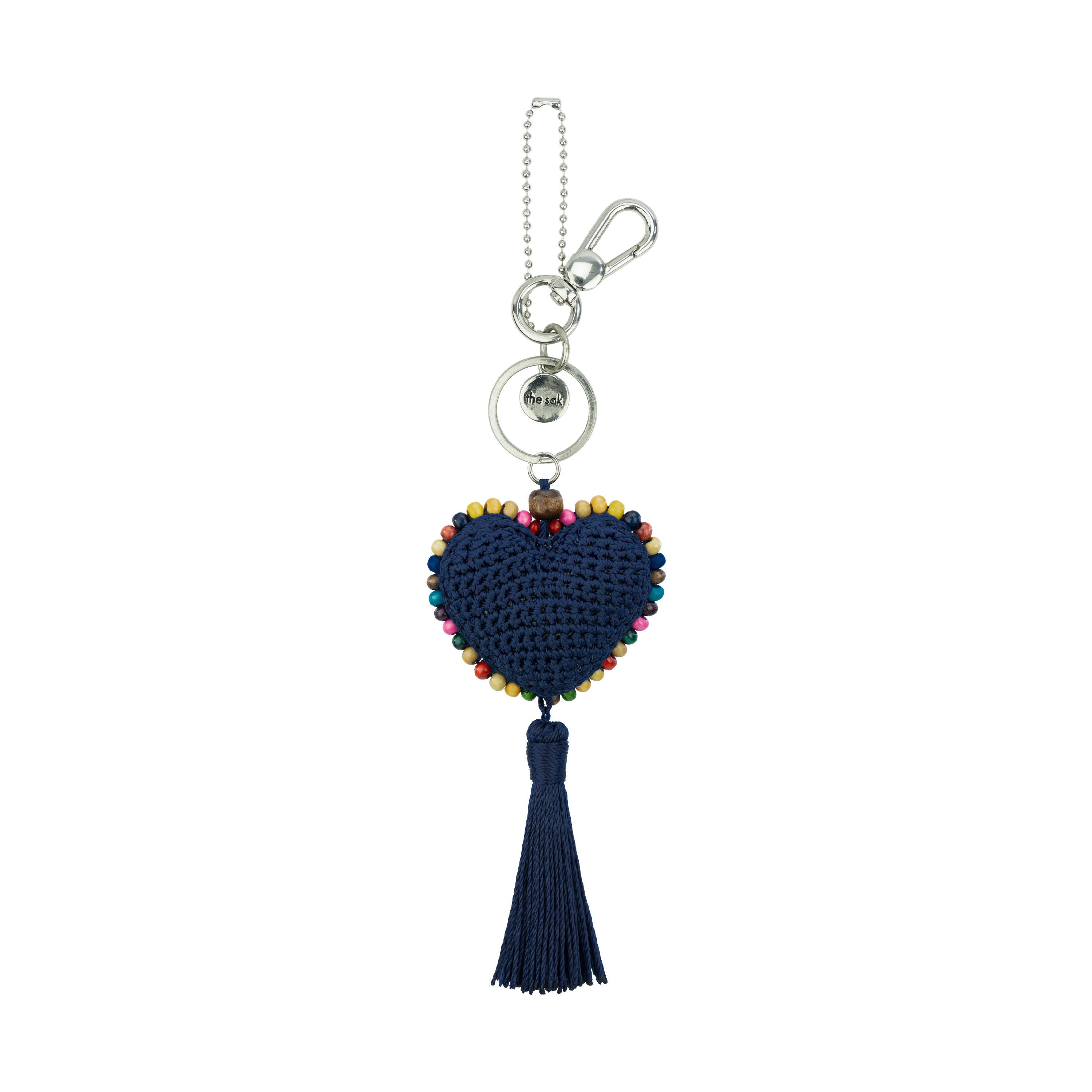 The Sak Yarnicharmz Dangle - Hand Crochet - Denim Heart