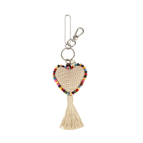 The Sak Yarnicharmz Dangle - Hand Crochet - Natural Heart