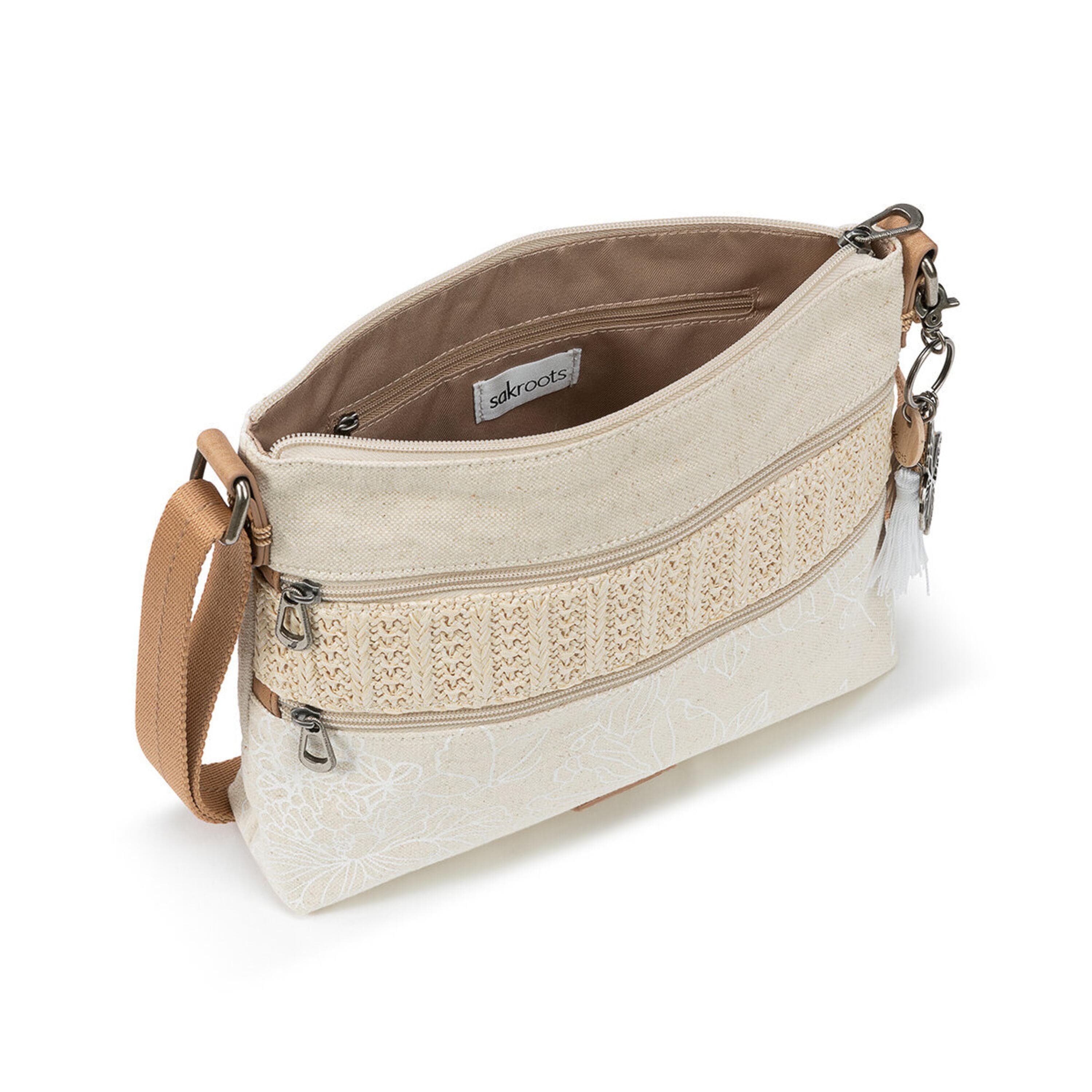 Sakroots Basic Crossbody - Canvas - White Flower Blossom