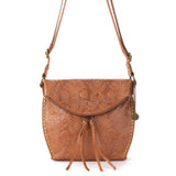 The Sak Silverlake Flap Crossbody - Leather - Tobacco Floral Embossed