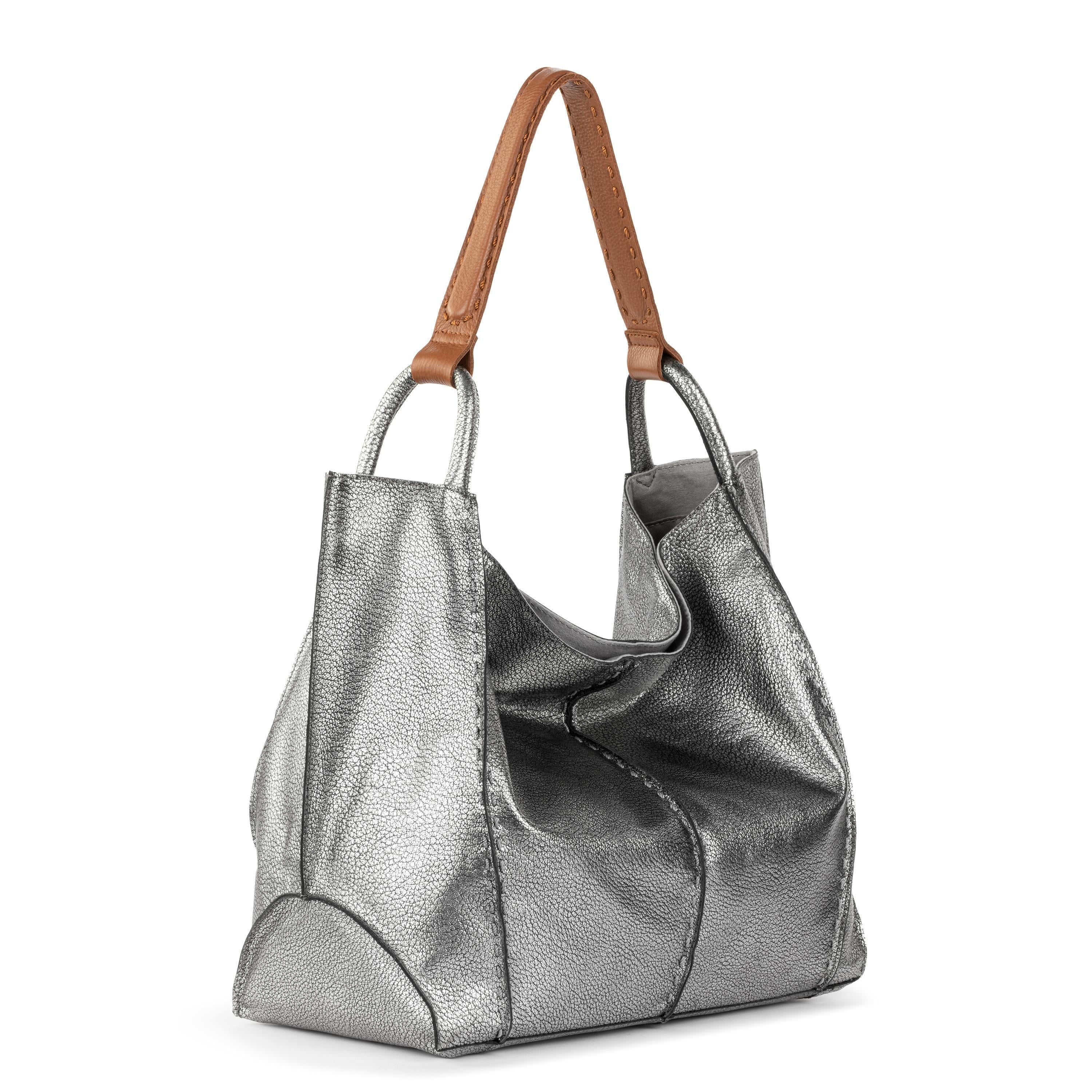 The Sak Los Feliz Large Tote - Leather - Dark Silver