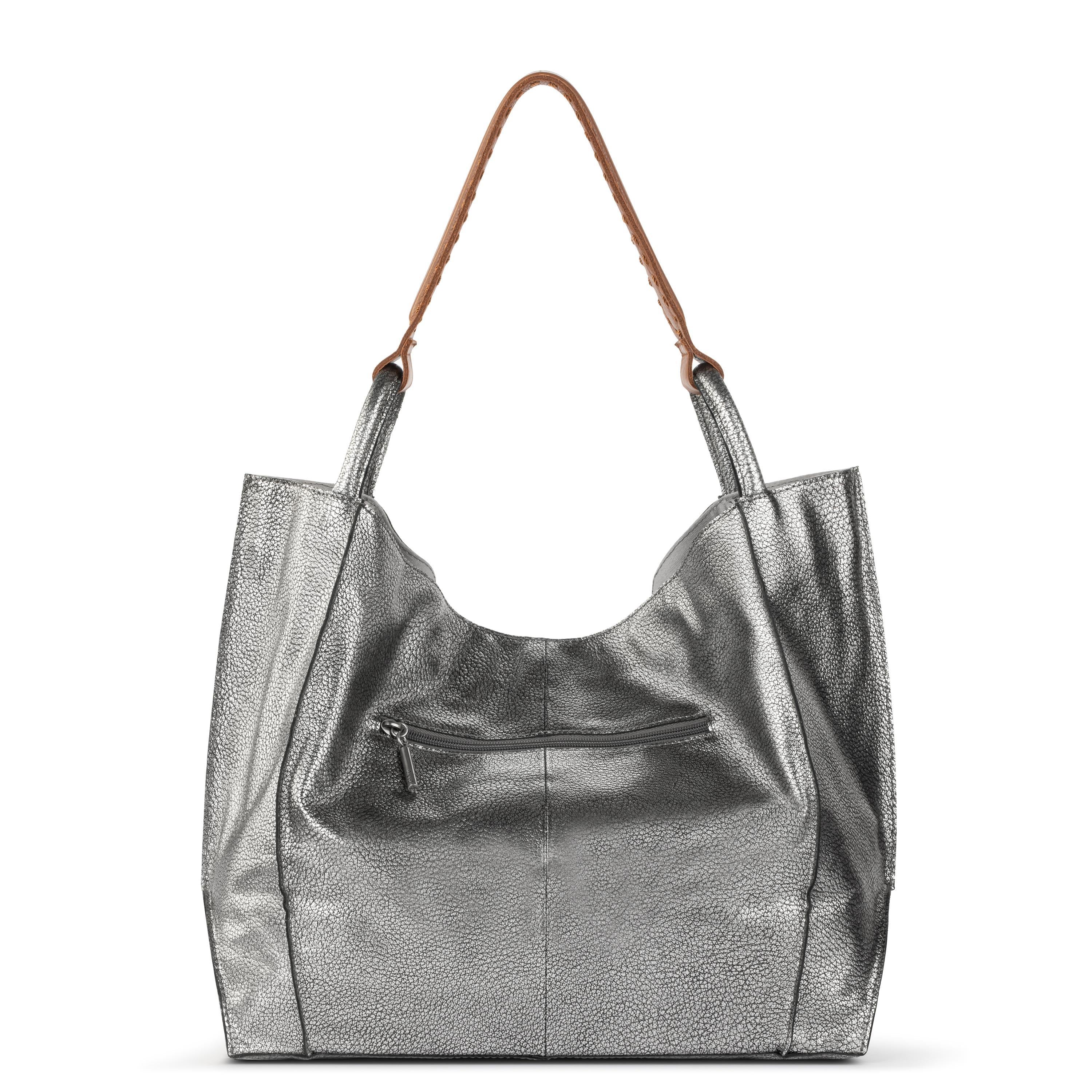 The Sak Los Feliz Large Tote - Leather - Dark Silver