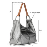 The Sak Los Feliz Large Tote - Leather - Dark Silver