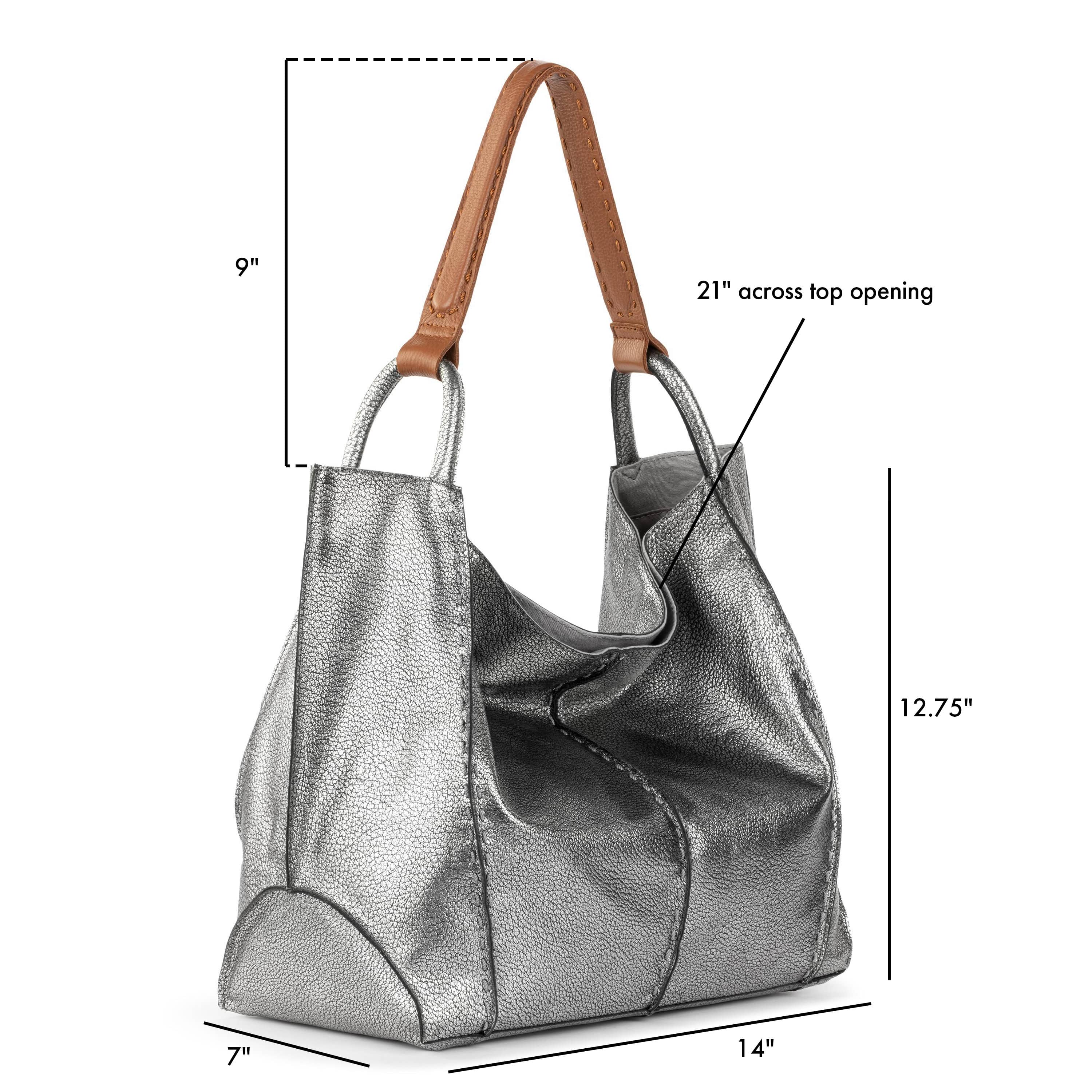 The Sak Los Feliz Large Tote - Leather - Dark Silver