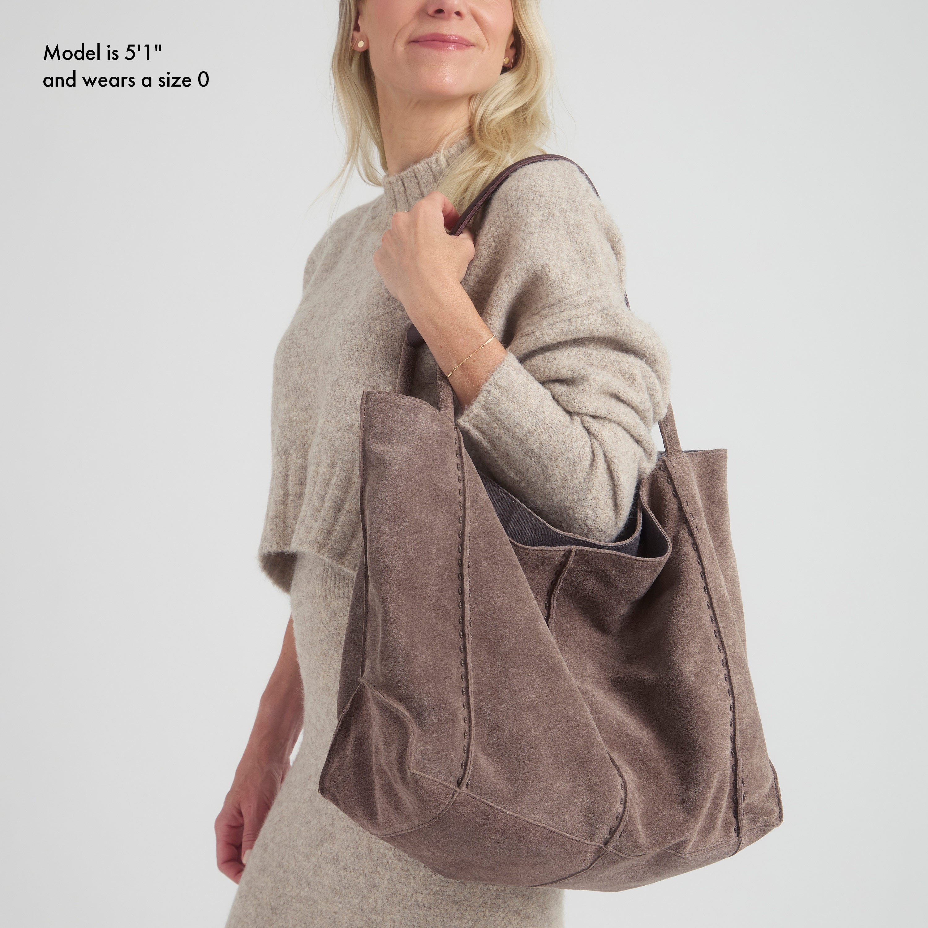 The Sak Los Feliz Large Tote - Leather - Mushroom Suede