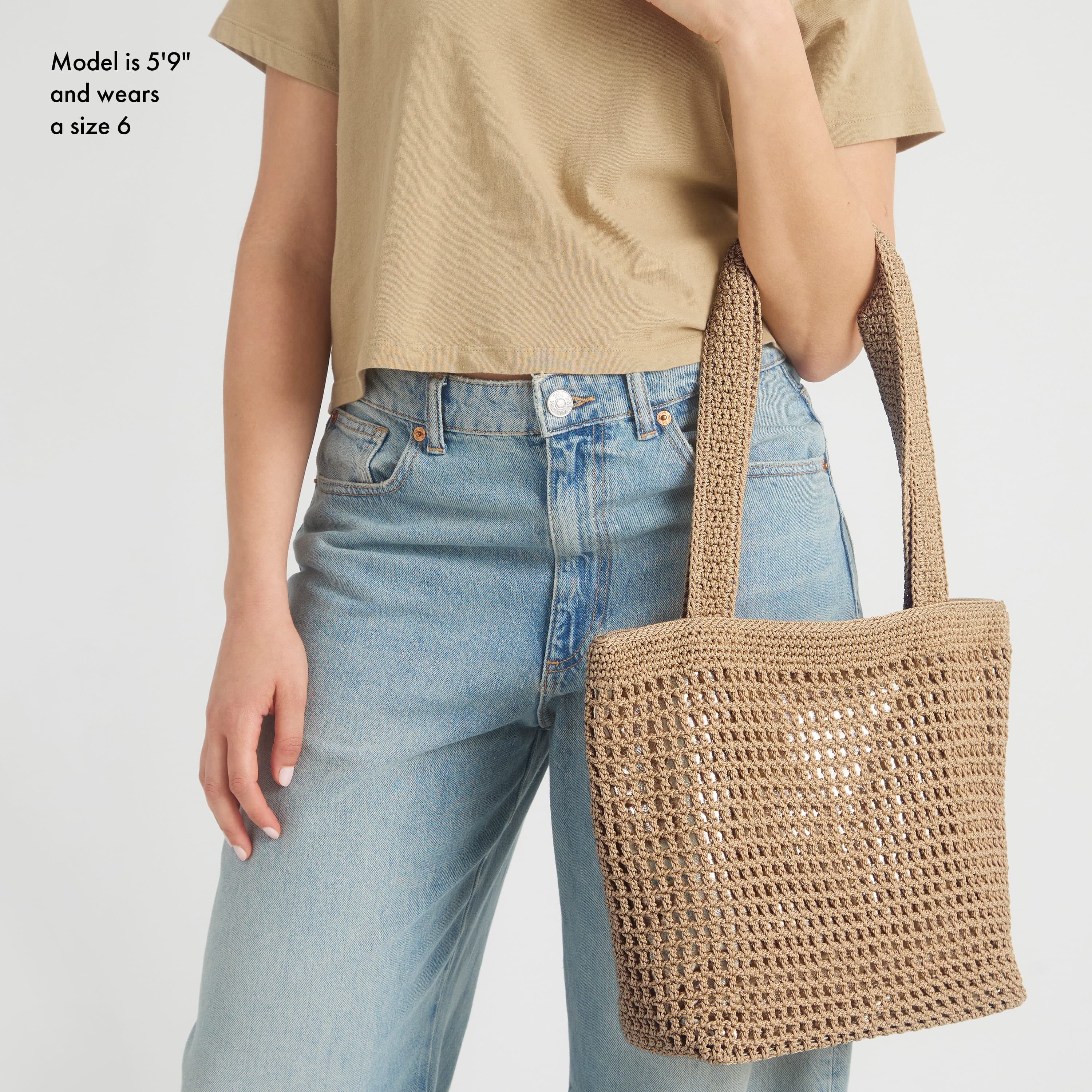The Sak Casual Classics Tote - Hand Crochet - Bamboo With Gold
