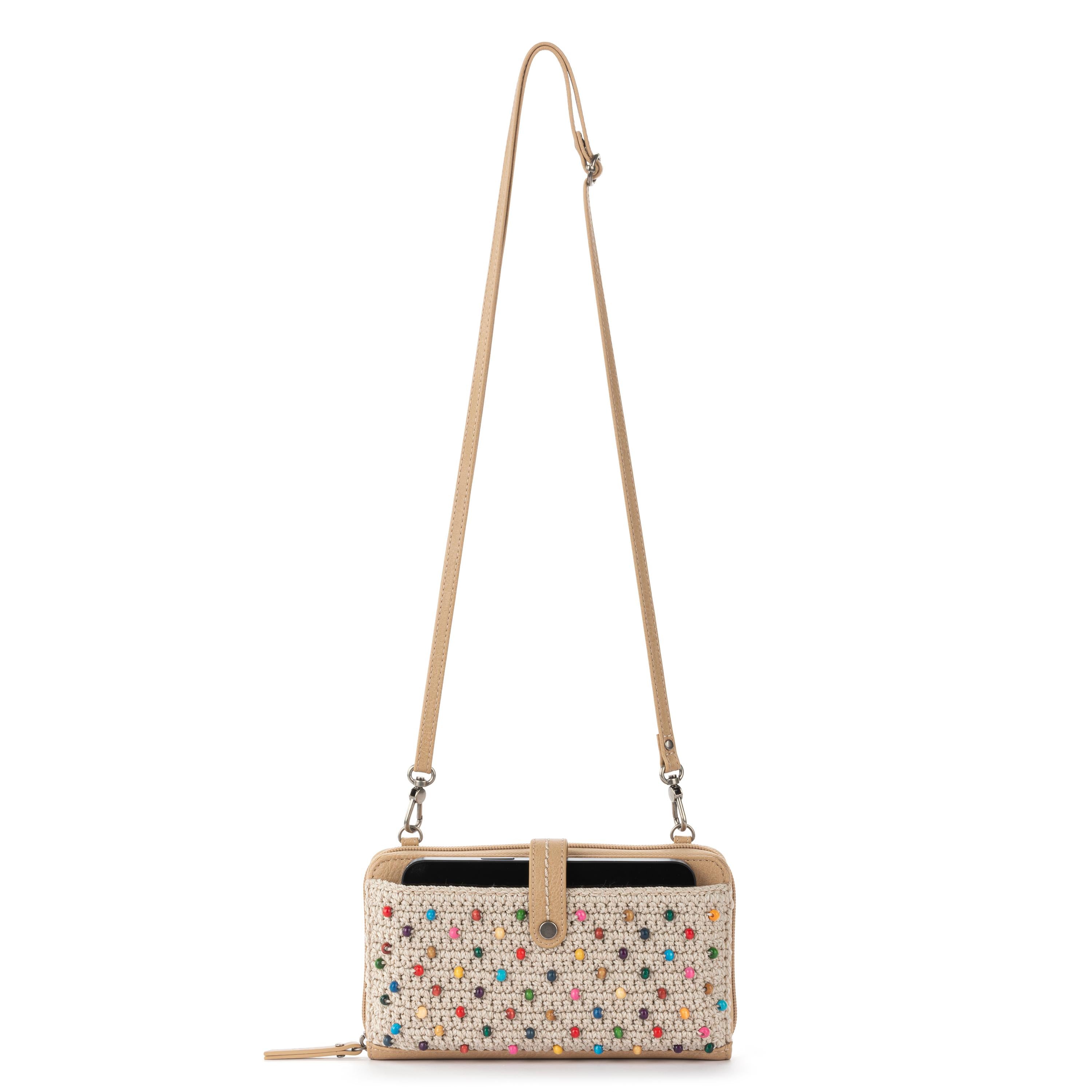 The Sak Iris Large Smartphone Crossbody - |Hand Crochet - Ecru Multi Beads Full|