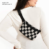 The Sak Caraway Small Belt Bag - Hand Crochet - Black Check