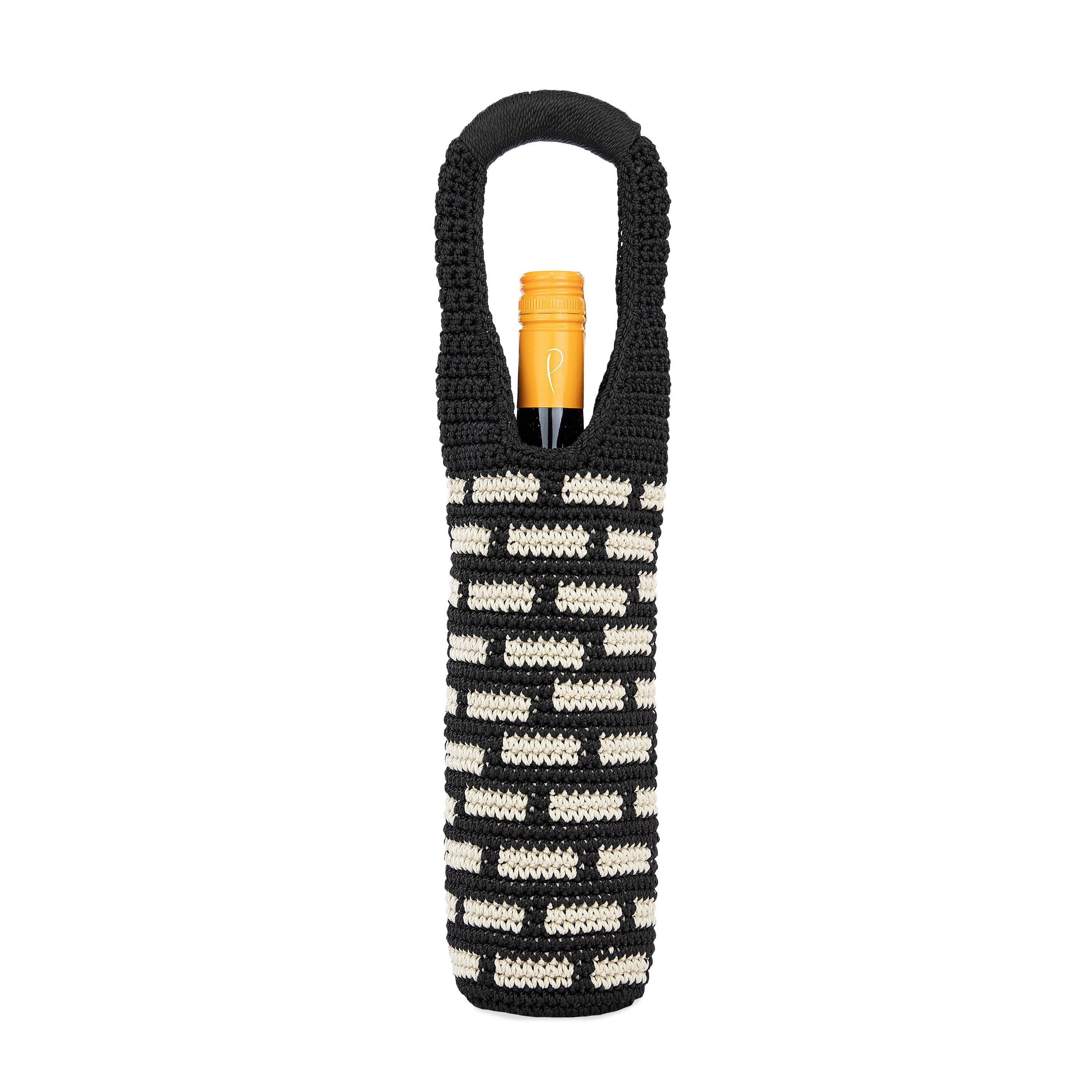 The Sak Wine Bag - Hand Crochet - Black Tile