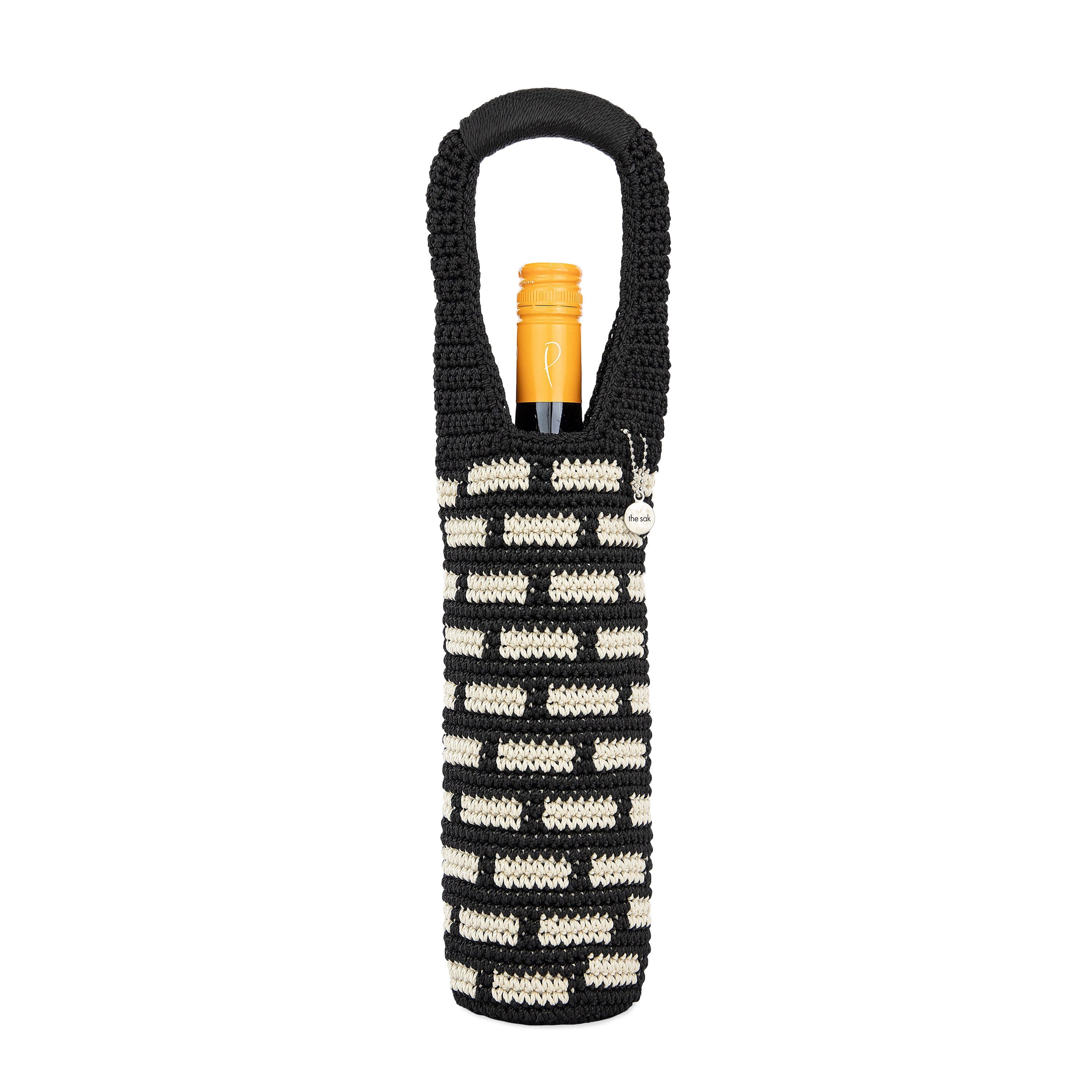 The Sak Wine Bag - Hand Crochet - Black Tile