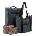 Sakroots On The Go 21" Spinner Luggage Bundle - EcoTwill - Black Rainbow Spirit Desert