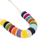 The Sak Jasper Disc Necklace - Hand Crochet - Ecru Multi