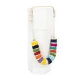 The Sak Jasper Disc Necklace - Hand Crochet - Ecru Multi