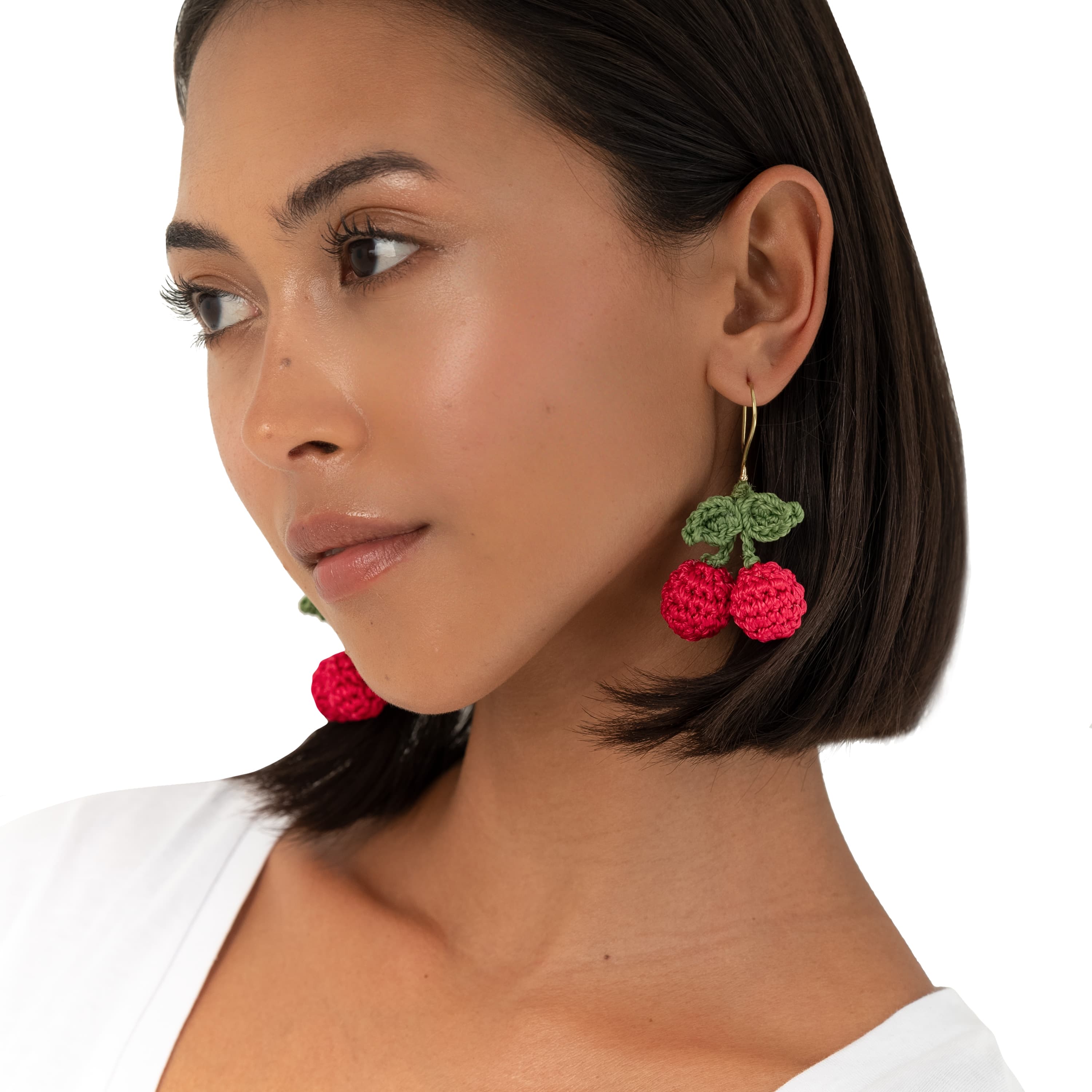 The Sak Cyrus Charm Earrings - Hand Crochet - Cherry