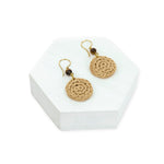 The Sak Jasper Disc Earrings - Hand Crochet - Bamboo
