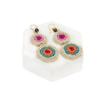 The Sak Jasper Double Disc Earrings - Hand Crochet - Beach Stripe