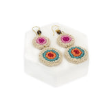 The Sak Jasper Double Disc Earrings - Hand Crochet - Beach Stripe