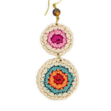 The Sak Jasper Double Disc Earrings - Hand Crochet - Beach Stripe