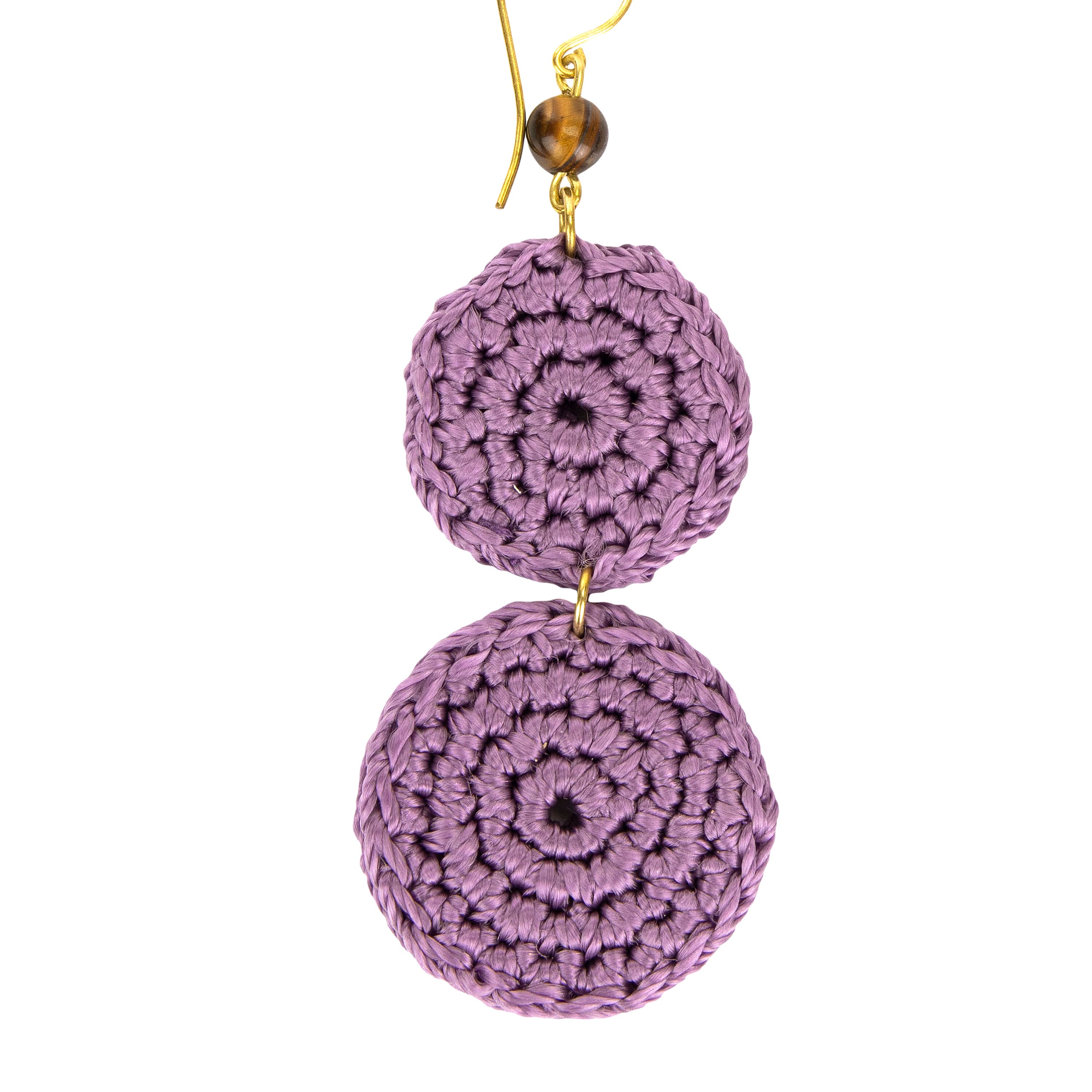 The Sak Jasper Double Disc Earrings - Hand Crochet - Heather