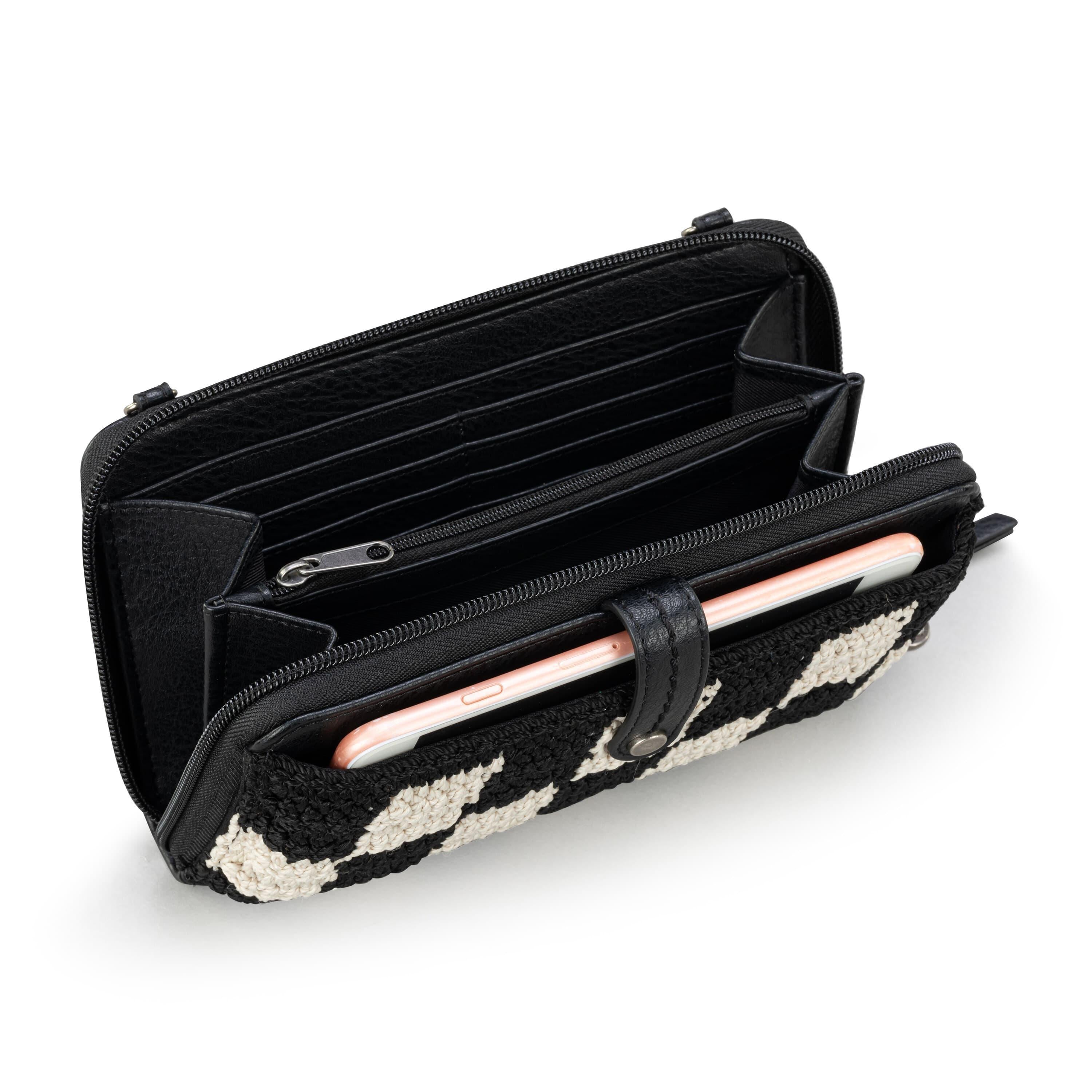 The Sak Iris Smartphone Wallet - Hand Crochet - Black Check