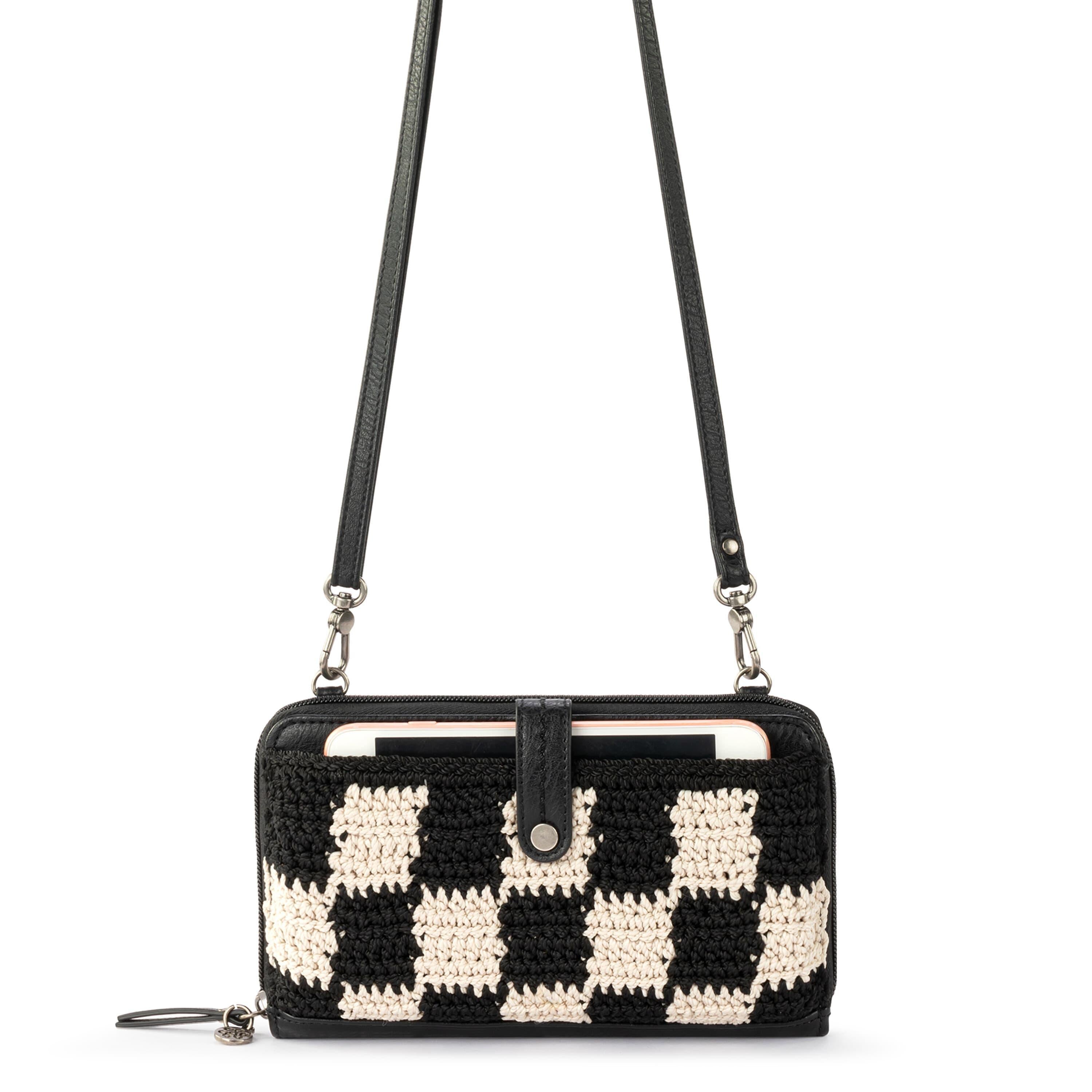The Sak Iris Smartphone Wallet - Hand Crochet - Black Check