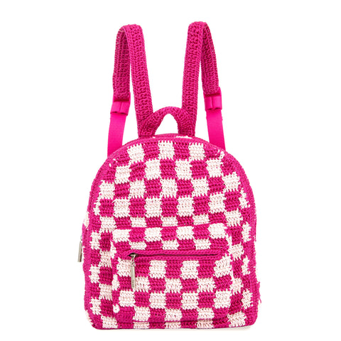 The Sak Misty Kids Backpack - Hand Crochet - Pinkberry Check