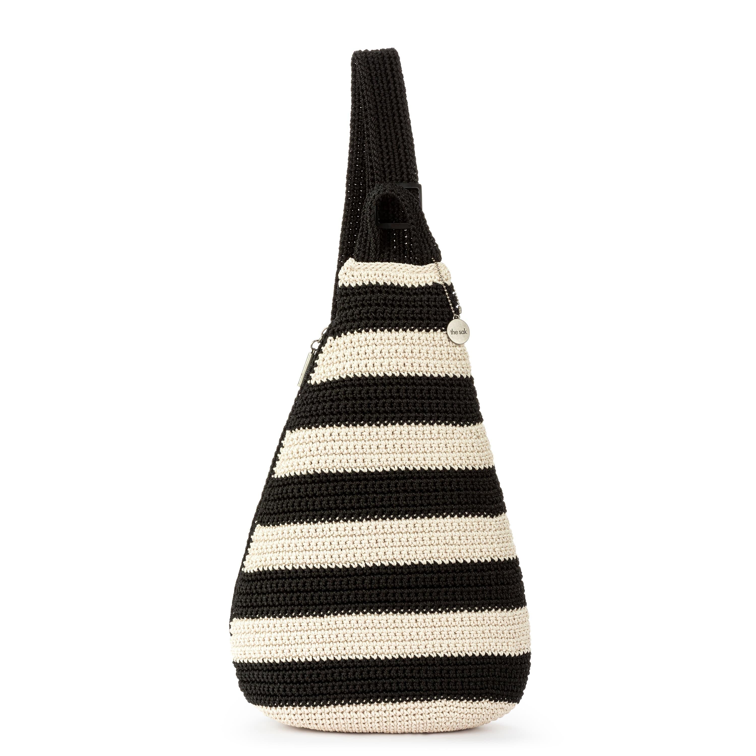 The Sak Geo Sling Backpack - Hand Crochet - Black Stripe