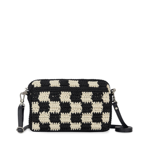 The Sak Cora Smartphone Crossbody - Hand Crochet - Black Check