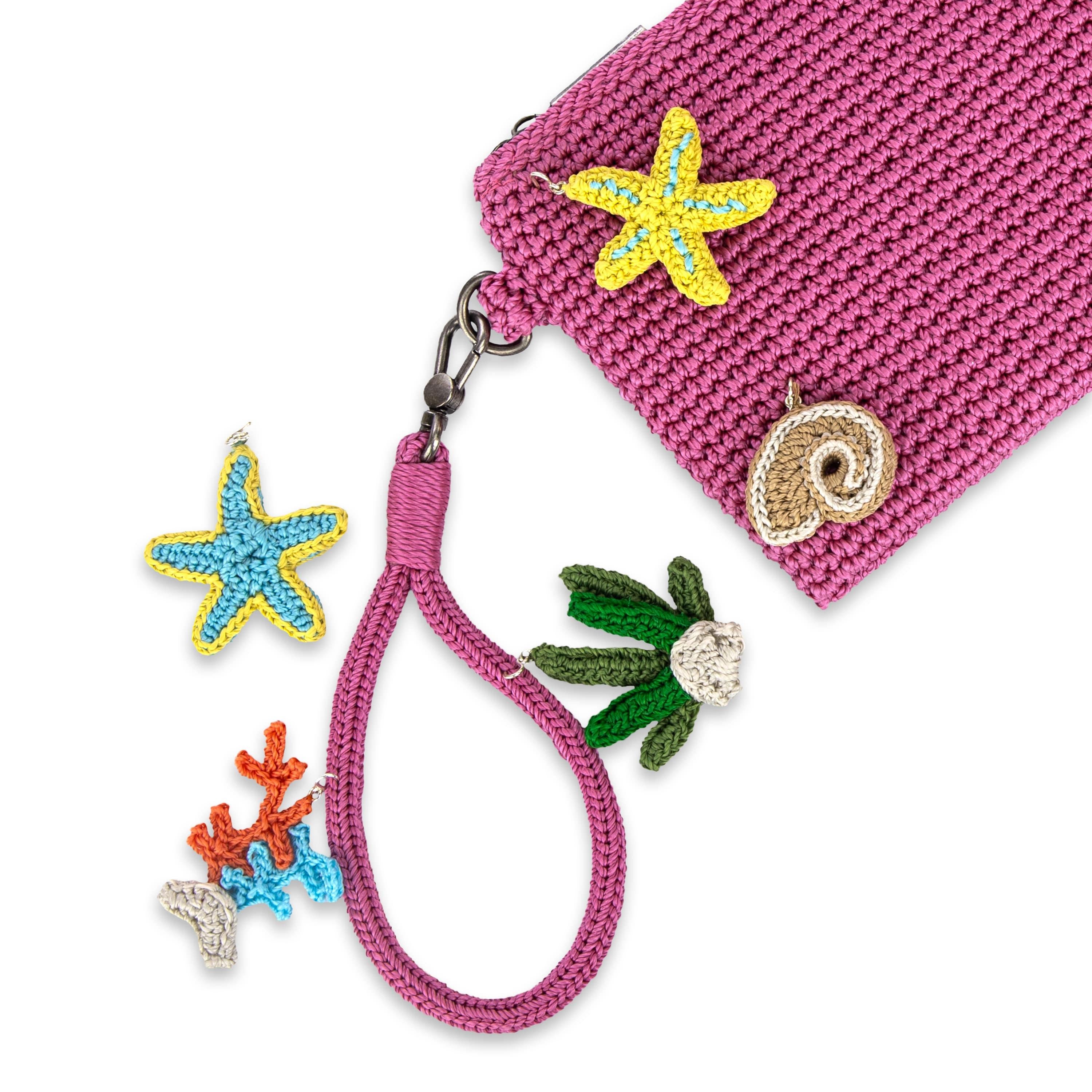 The Sak Vita Wristlet - Hand Crochet - Pink Cherries