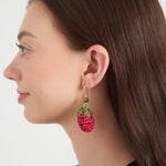 The Sak Cyrus Charm Earrings - Hand Crochet - Strawberry