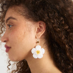 The Sak Leilani Floral Earrings - Hand Crochet - Natural